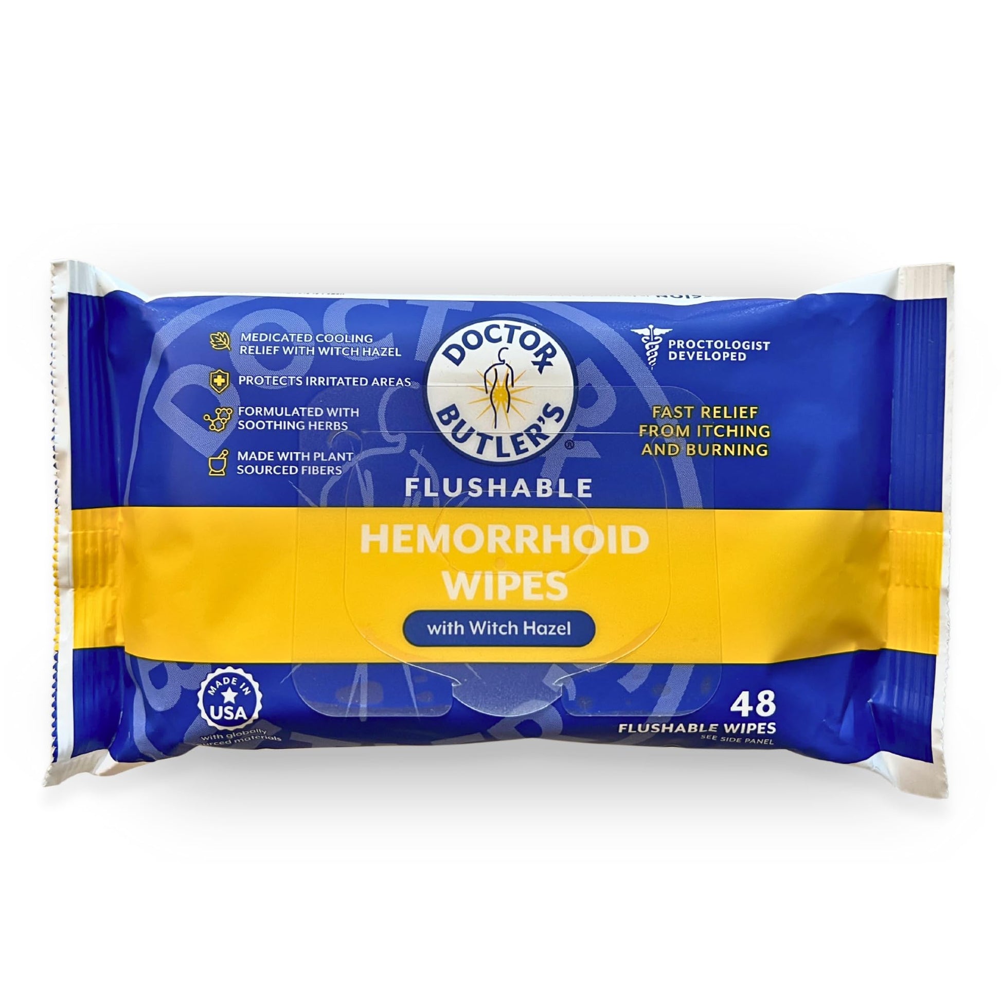 Doctor Butler's Flushable Hemorrhoid Wipes – Flushable Wipes with Witch Hazel to Soothe and Bring Relief from Discomfort Associated with Hemorrhoids (48 Wipes) Doctor Butler's uk supplements
