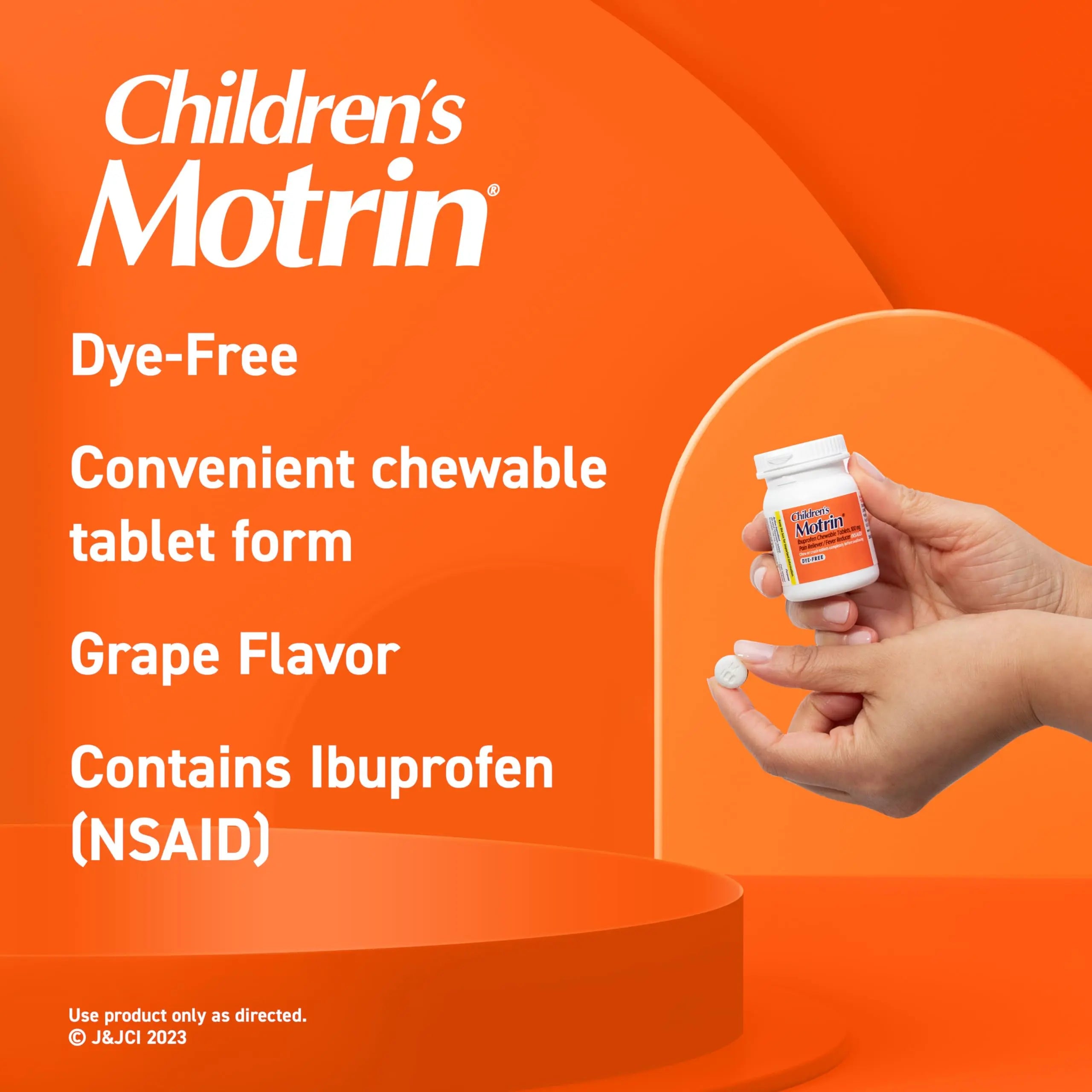 Motrin Children's Dye-Free Chewable Tablets with Ibuprofen, Kids' Fever Reducer & Pain Reliever for Sore Throat, Fever, Toothache & Pain Relief, Grape Flavor, 24 Count (Pack of 2) Motrin uk supplements