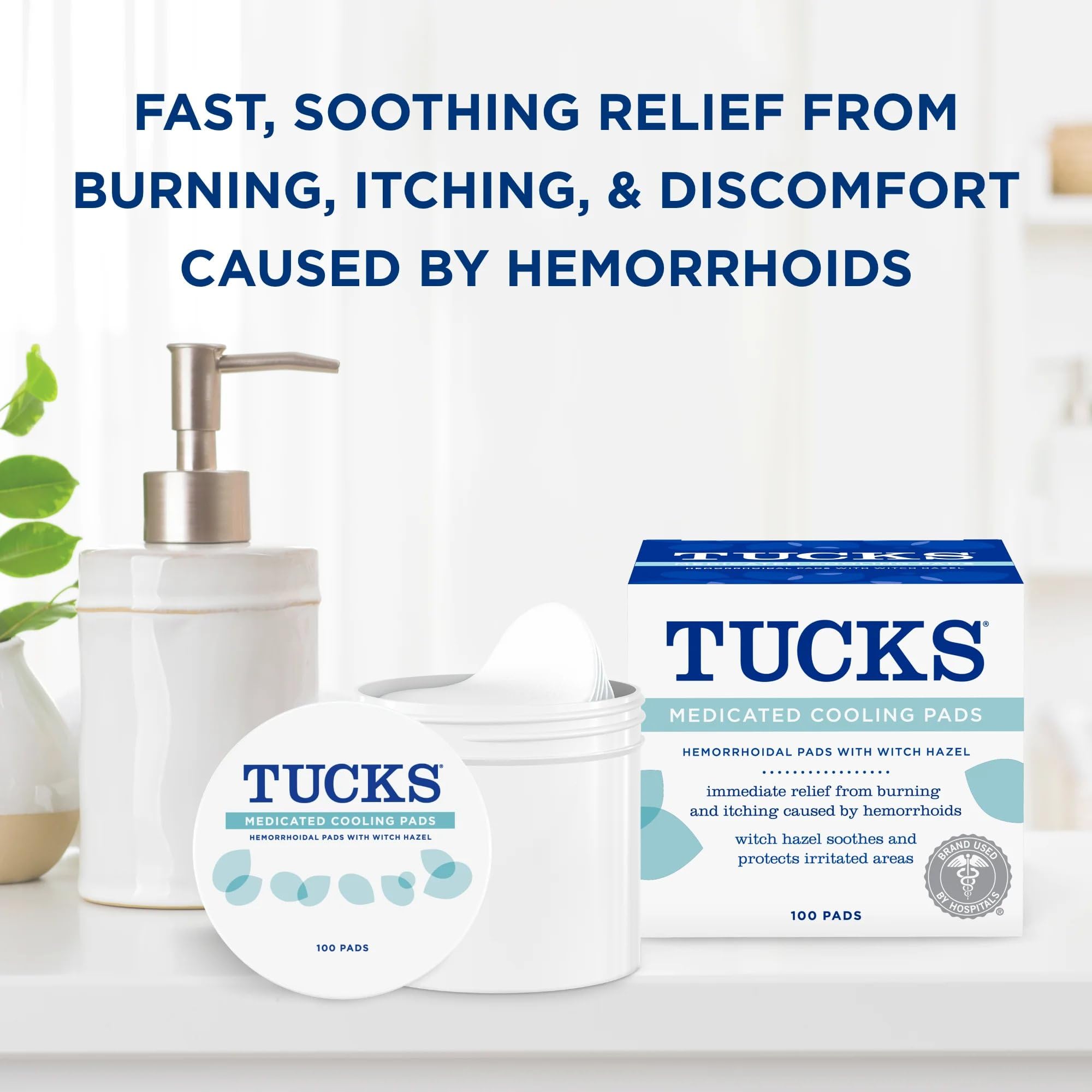 TUCKS Medicated Cooling Pads, 200 Count - Witch Hazel Pads for Sensitive Areas, Cleanse and Protect from Irritation TUCKS uk supplements