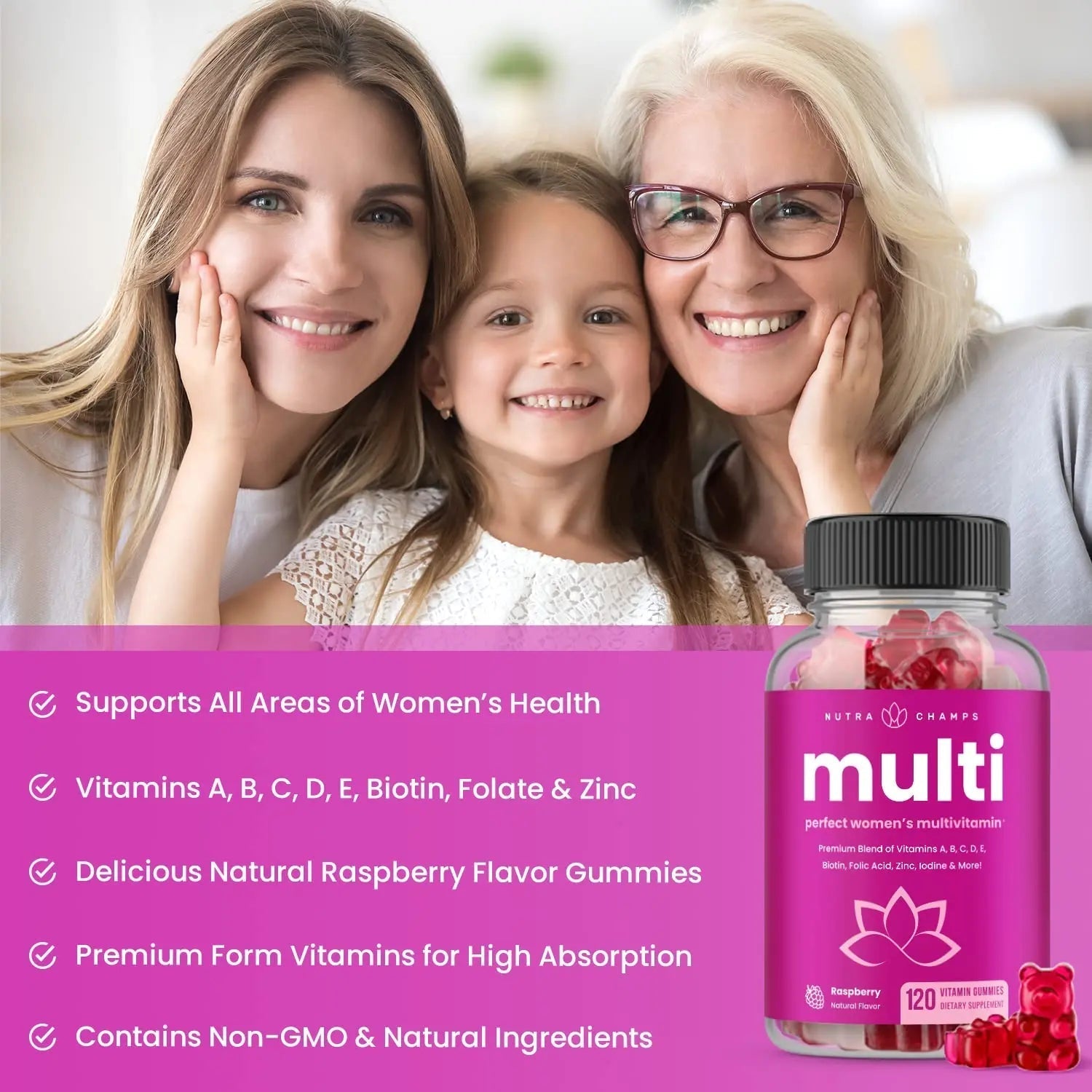 NutraChamps Biotin Gummies (2 Pack) and Womens Multivitamin Gummies (2 Pack) 4 Pack Bundle NutraChamps uk supplements