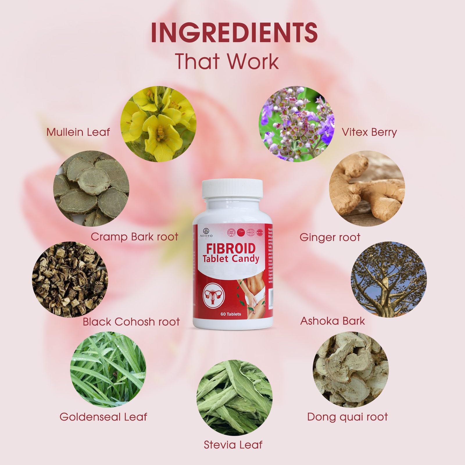 AIHIYO Herbal Tablets for Women's Wellness, 1000mg Pill Supplement, Supports Menstrual Comfort & Hormonal Balance, 60 Tablets AIHIYO uk supplements