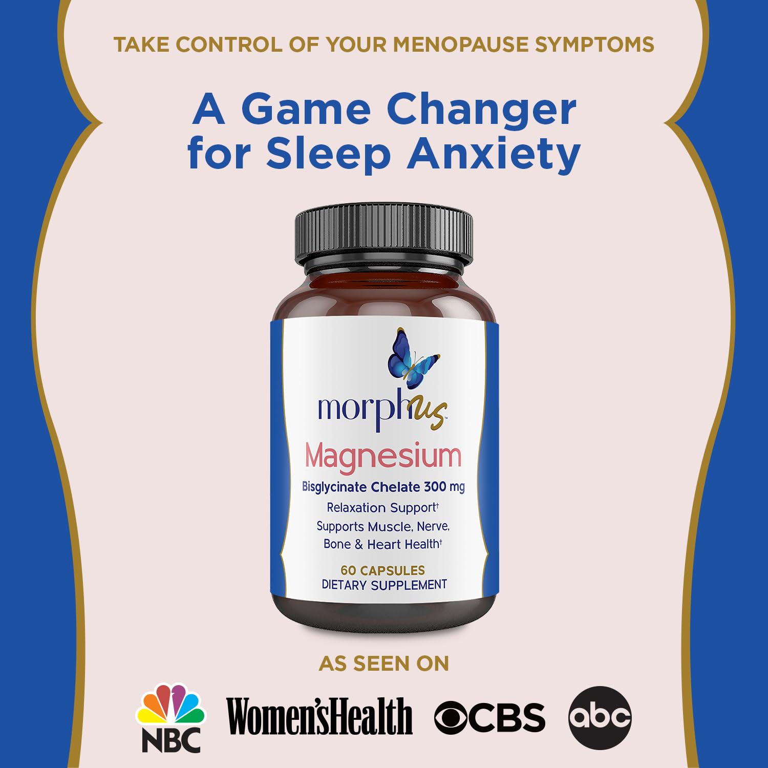 Morphus Magnesium Bisglycinate Chelate 300mg Supplement | 60 Capsules | Helps Women with Perimenopause & Menopause Symptoms | Restful Sleep, De-Stress, Relaxes Muscles & Nerves | Fast Absorption MORPHUS uk supplements