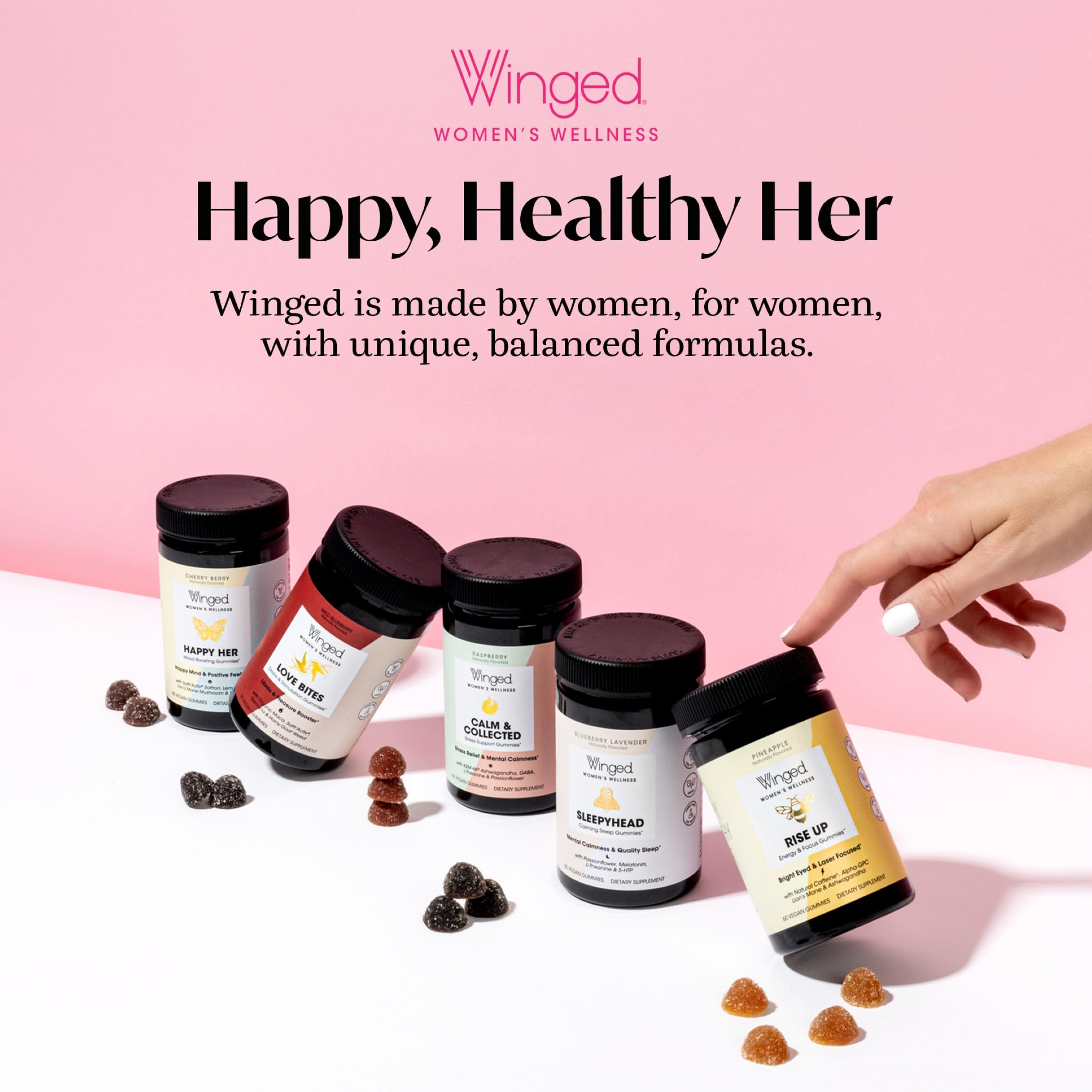 Winged Wellness Multivitamin Gummies for Teen Girls - Teen Vitamins for Mood & Hormonal Health - Vegan Gummy Supplement with Chaste Tree, Lemon Balm, L-Theanine, Probiotics & Biotin - 50 Gummies Winged Wellness uk supplements
