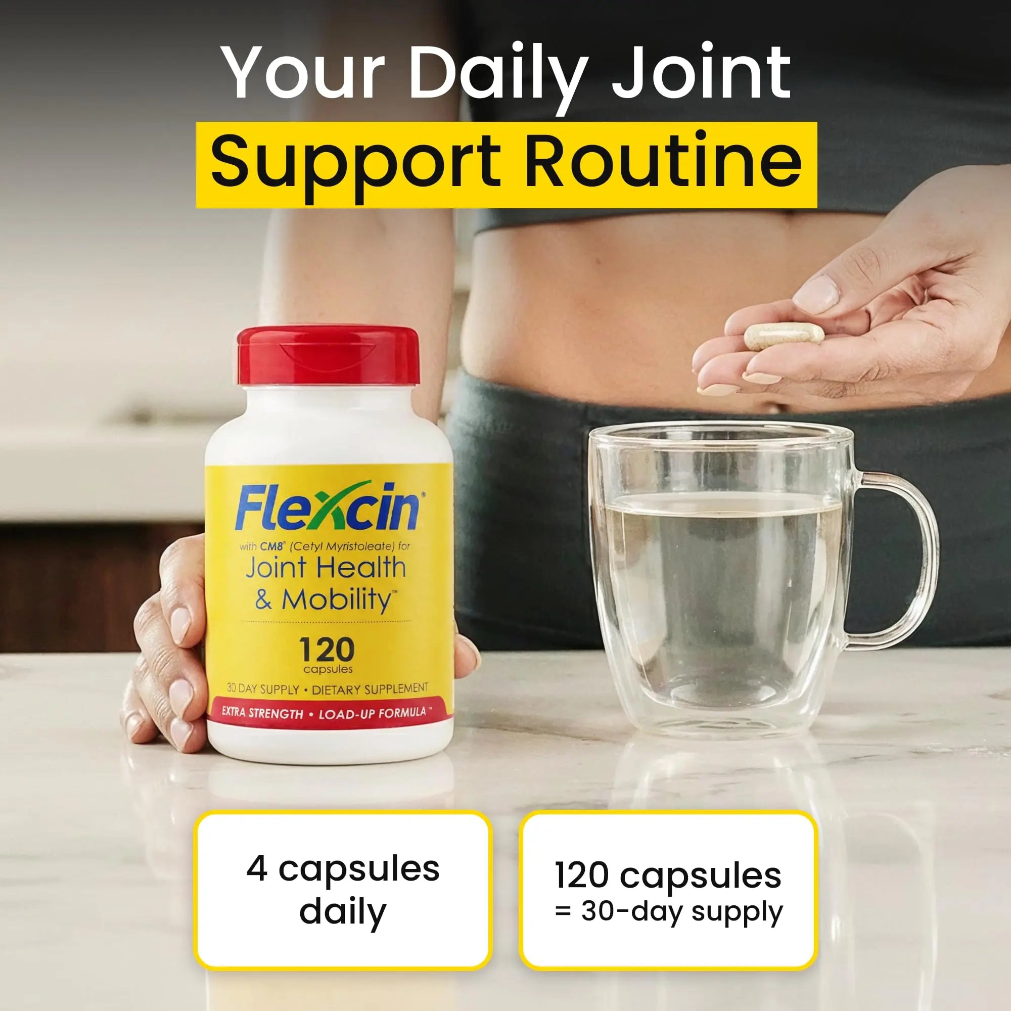 Flexcin Extra Strength Joint Formula with CM8 (Cetyl Myristoleate) - Joint Supplements for Men and Women with Glucosamine, MSM, Collagen Type II - 120 Capsules Flexcin uk supplements