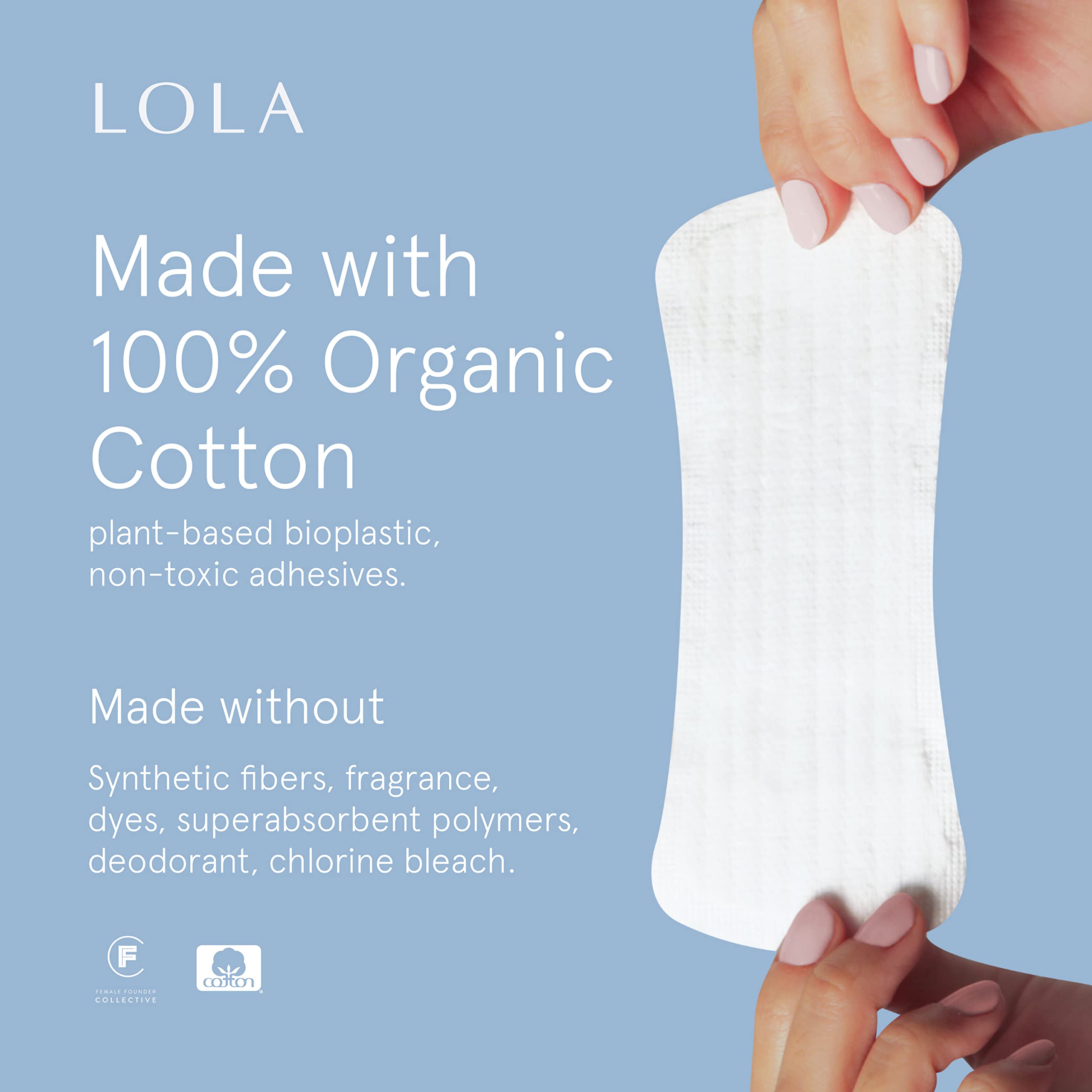 LOLA Ultra Thin Liners, 108 Count - Cotton Panty Liners for Women, Hypoallergenic Pads for Women LOLA uk supplements