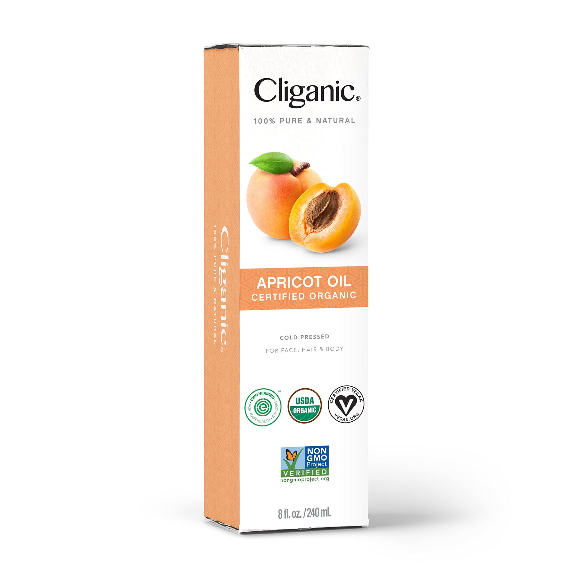 Cliganic Organic Apricot Oil, 100% Pure (8oz) - For Skin, Hair & Face | Natural Cold Pressed Unrefined Cliganic uk supplements