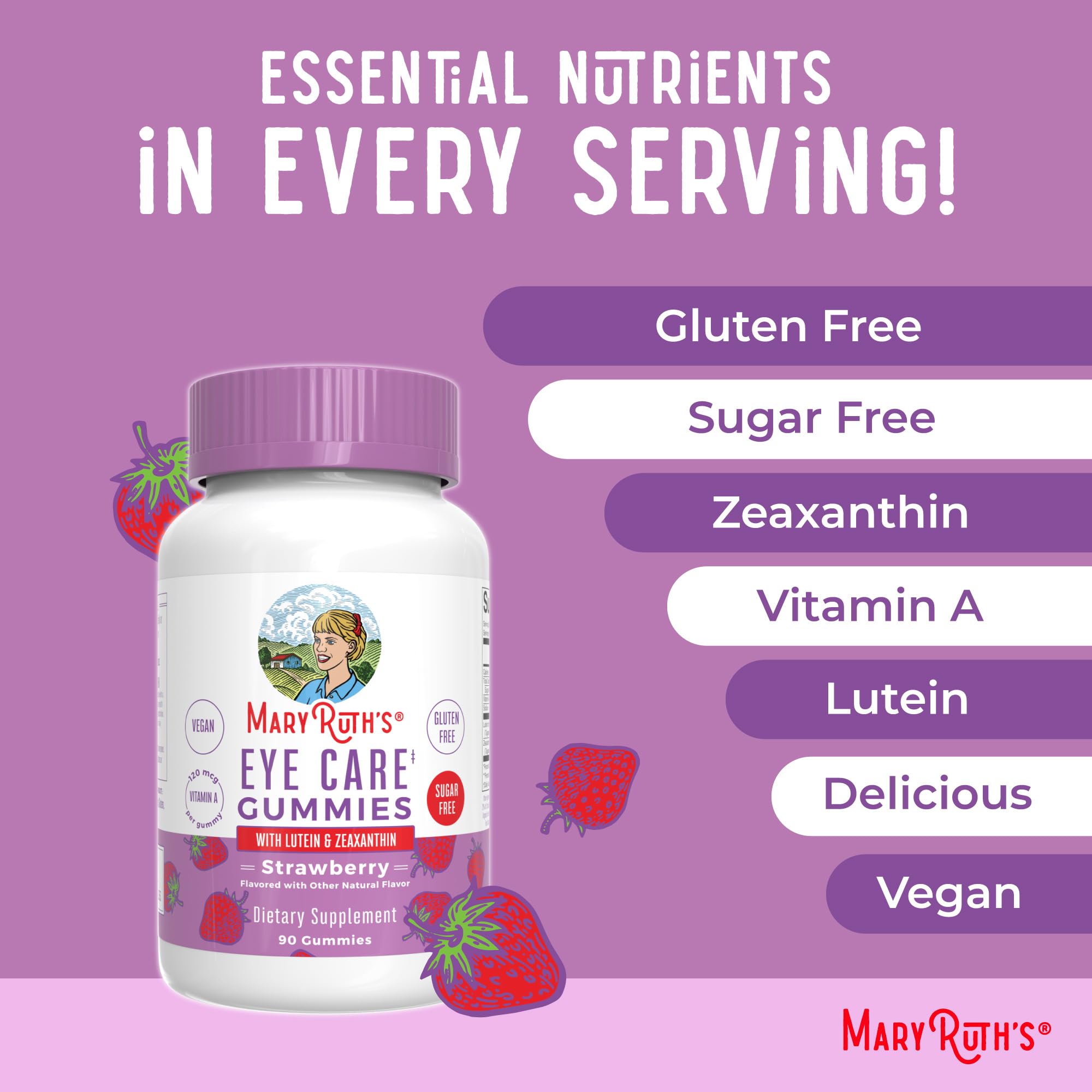 MaryRuth Organics Eye Care Gummies | Eye Health Vitamins for Adults and Kids | Lutein and Zeaxanthin Supplements | for Eyes | Vegan | Non-GMO | Gluten Free | 90 Count MARYRUTH'S uk supplements