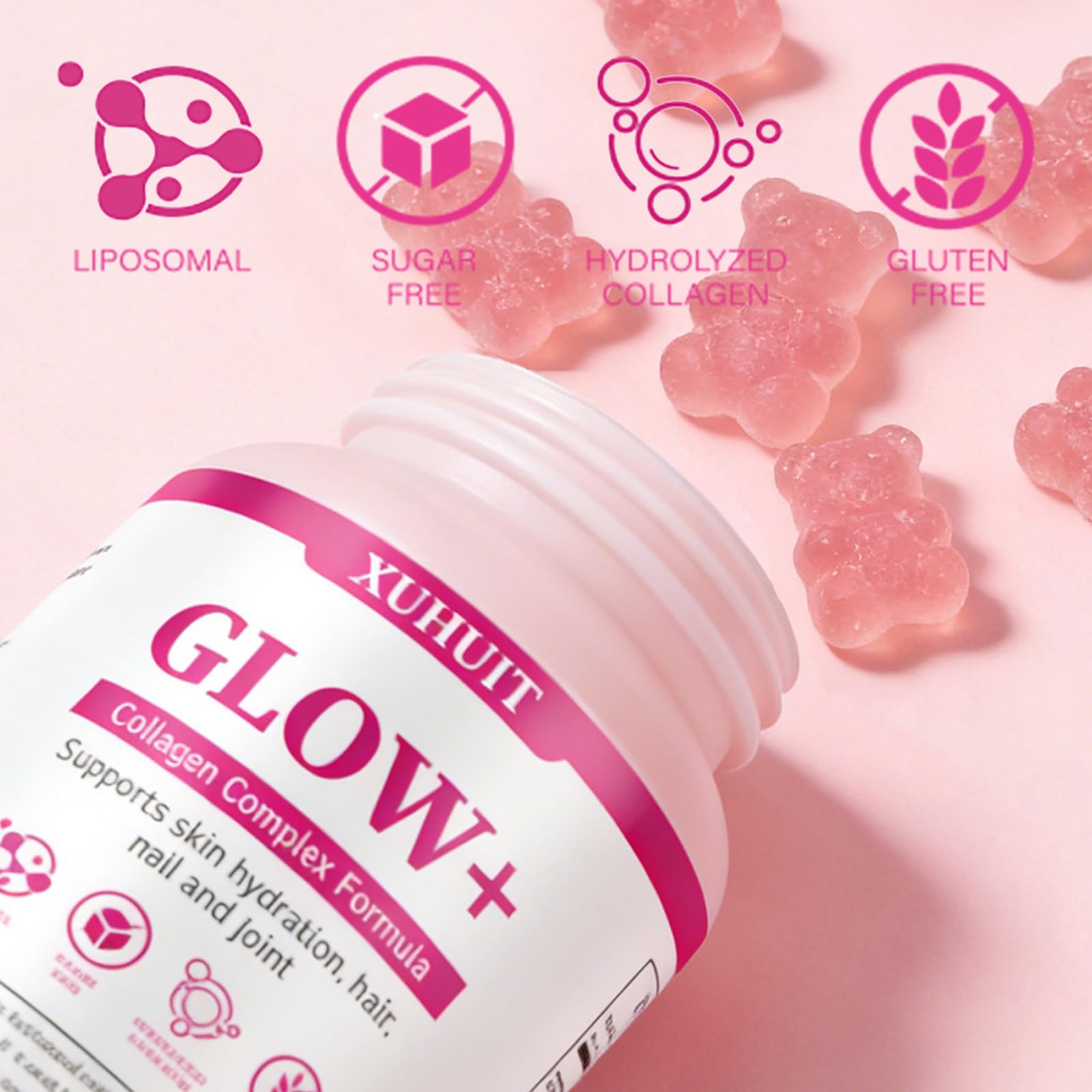 PBZPBZ Glow Collagen Gummies with Hyaluronic Acid & Resveratrol | Gentle Support for Skin, Hair & Nail Care | Non-GMO | 90 Count (1) PBZPBZ uk supplements