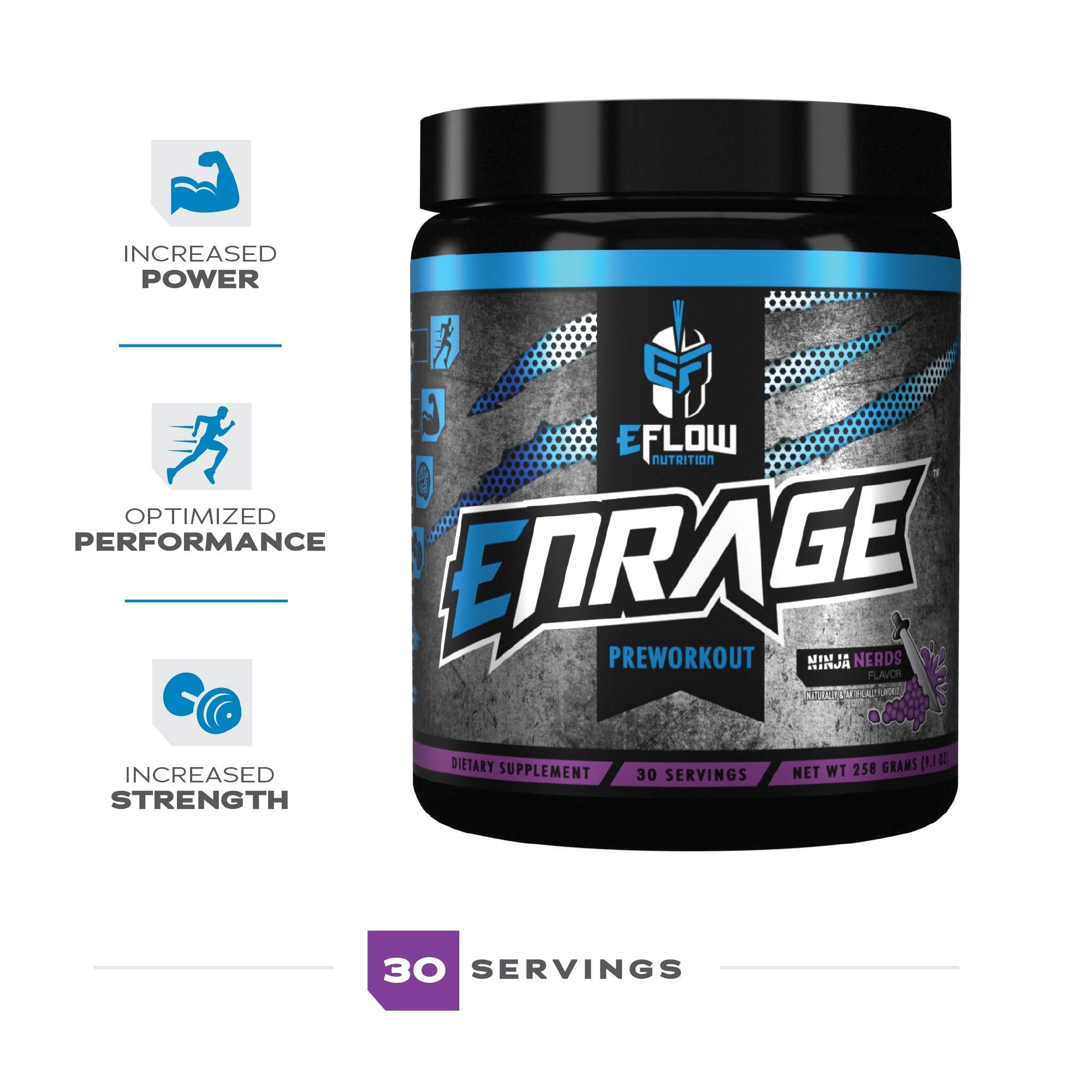 eFlow Nutrition ENRAGE Pre Workout - Energy, Focus, Pumps, and Strength - Ninja Nerds eFlow Nutrition uk supplements