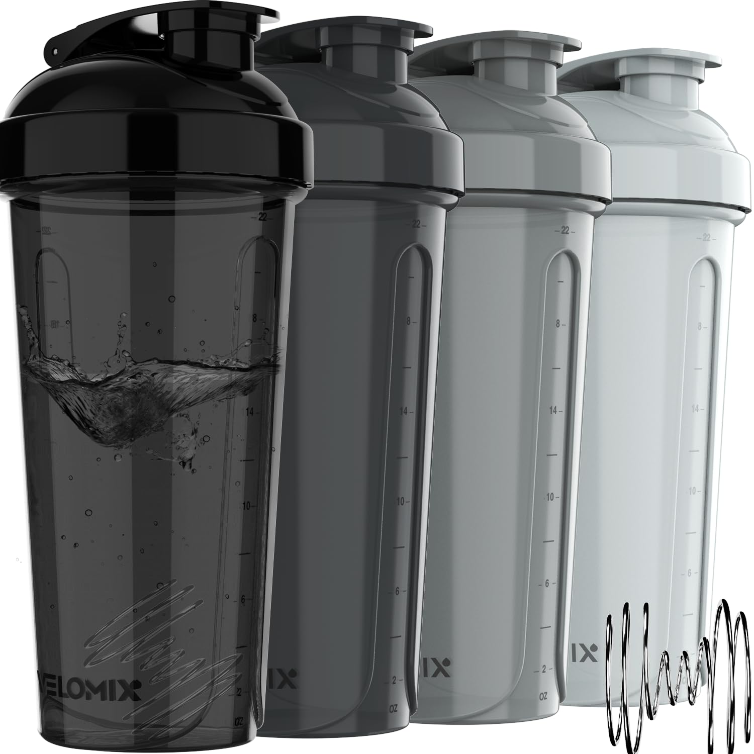 VELOMIX -4 PACK- Protein Shaker Bottles for Protein Mixes, 28 OZ Shaker Cups for Protein Shakes VELOMIX uk supplements
