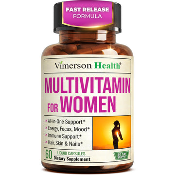 Multivitamin for Women with Bioavailable Vitamins, Minerals, Vitamin D, B12, C, A & Zinc for Energy, Focus and Immune Health – Premium Womens Multivitamins & Multiminerals – 60 Liquid Caps Vimerson Health uk supplements