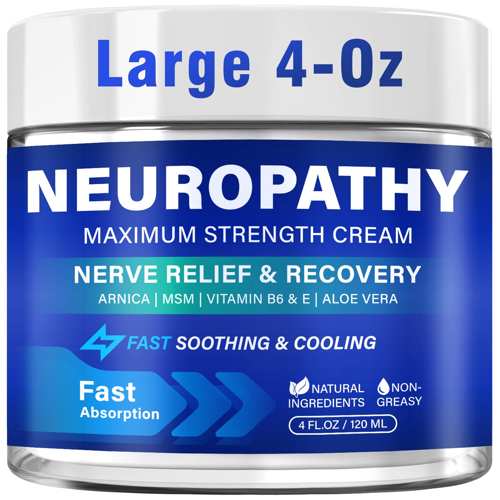 Neuropathy Nerve Relief Cream, Large 4 Oz, Nerve Savior for Neuropathy-Maximum Strength for Feet, Hands, Legs ＆ Toes, Neuropathy Cream with Arnica, Vitamin B6, Aloe Vera ＆ MSM, 120 ml TRPLKJE uk supplements