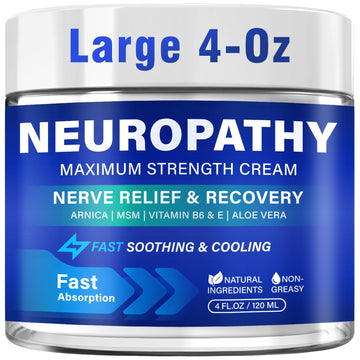 Neuropathy Nerve Relief Cream, Large 4 Oz, Nerve Savior for Neuropathy-Maximum Strength for Feet, Hands, Legs ＆ Toes, Neuropathy Cream with Arnica, Vitamin B6, Aloe Vera ＆ MSM, 120 ml TRPLKJE uk supplements