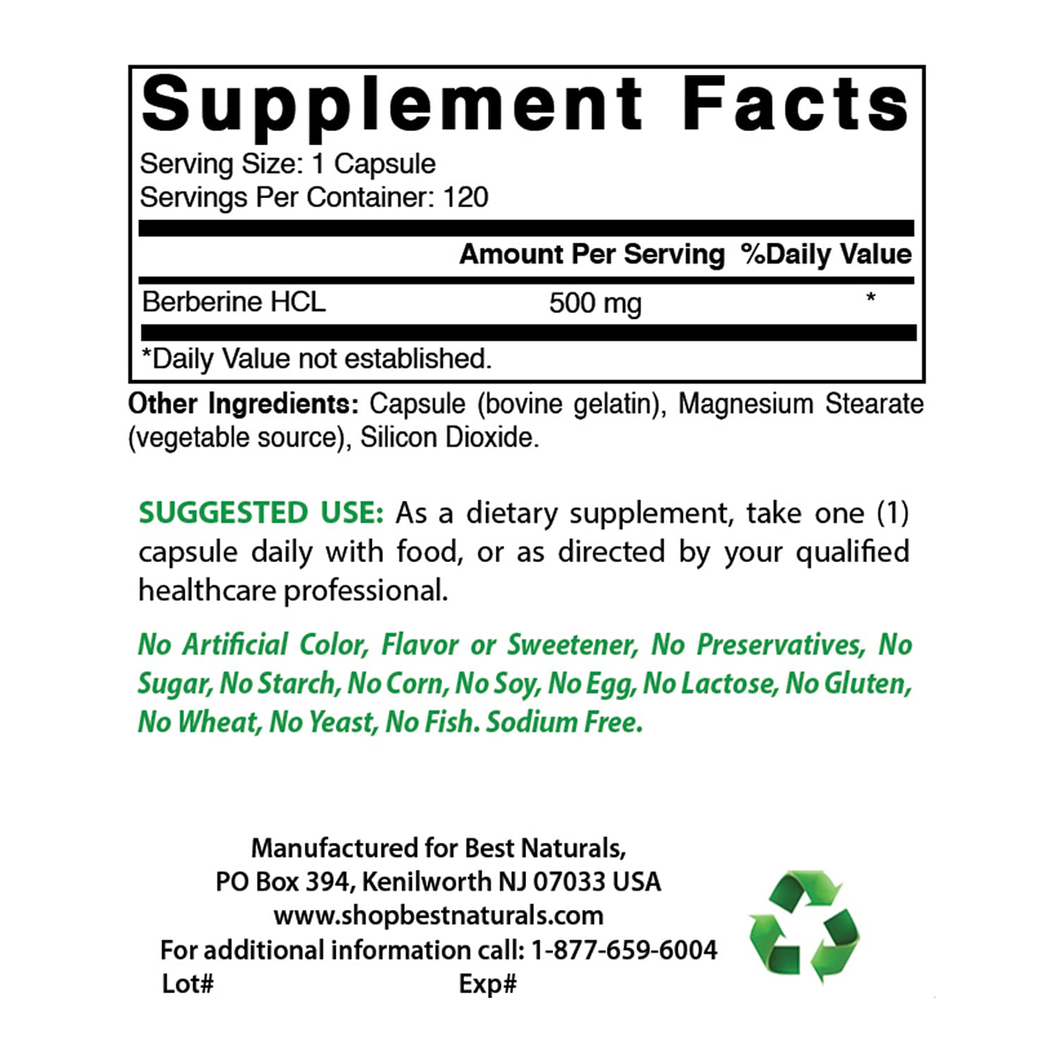 Best Naturals Berberine 500mg 120 Capsules - Supports Immune Function, Cardiovascular Best Naturals uk supplements