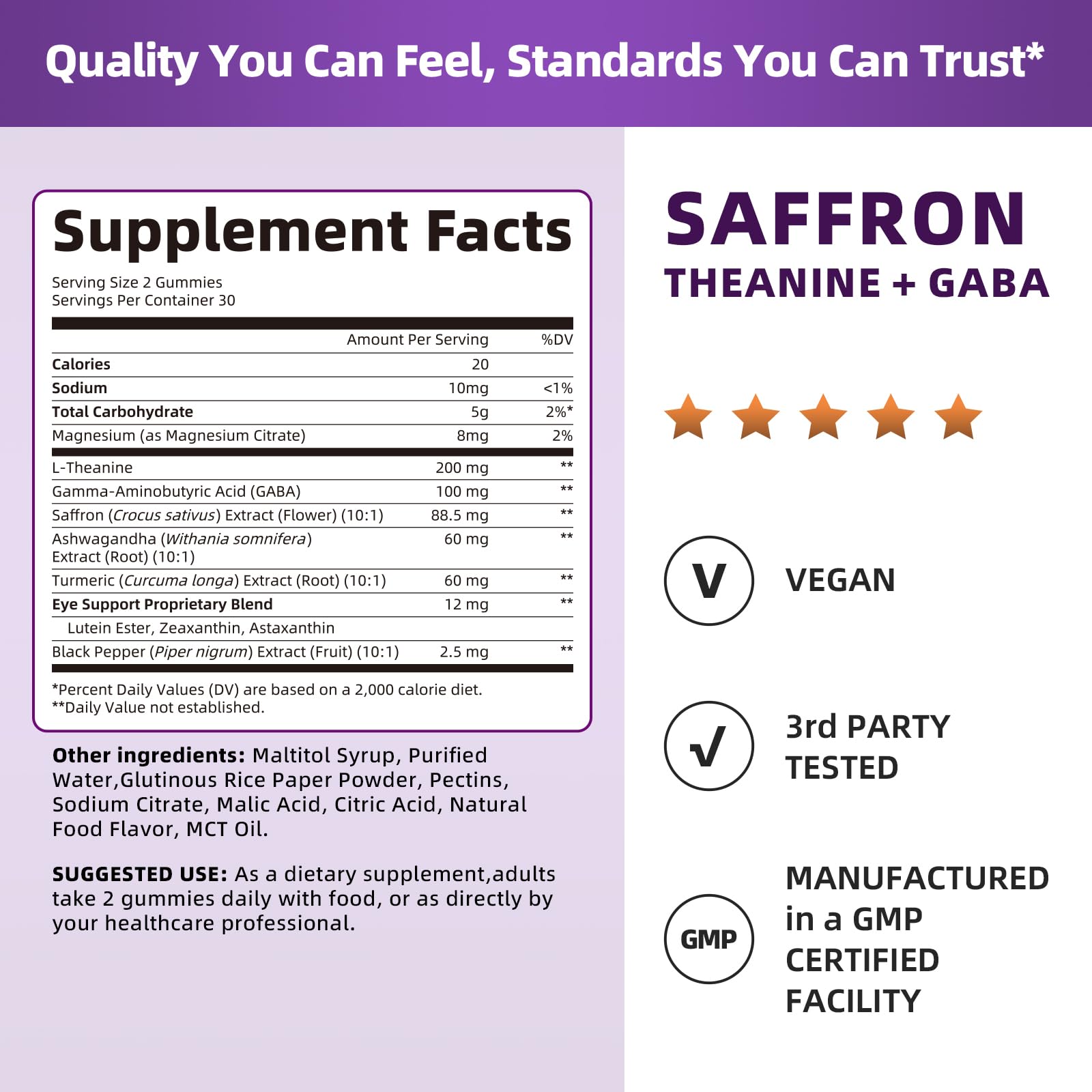 10-in-1 Saffron Supplements Gummies - Saffron Extract 88.5 mg with L-Theanine, GABA, Ashwagandha, Turmeric,Magnesium – Mood, Focus, Vision Support & Cortisol Balance, Sugar Free, Vegan, 60 Counts Lukaree uk supplements
