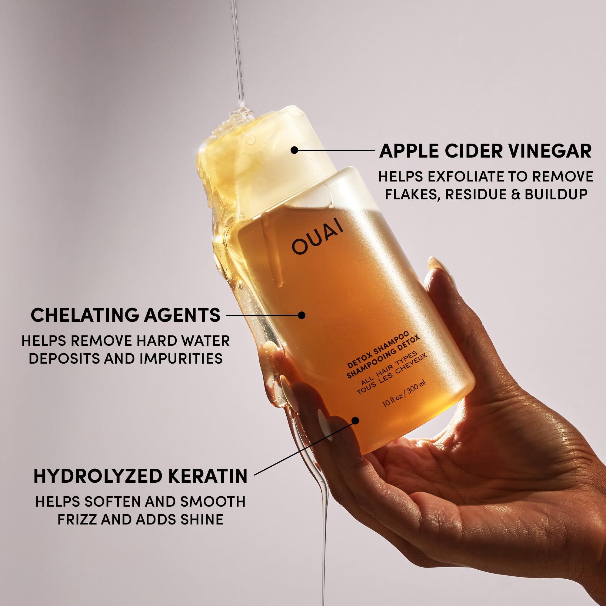 OUAI Detox Shampoo - Clarifying Shampoo for Build Up, Dirt, Oil, Product and Hard Water - Apple Cider Vinegar & Keratin for Clean, Refreshed Hair - Sulfate-Free Hair Care (10 oz) OUAI uk supplements