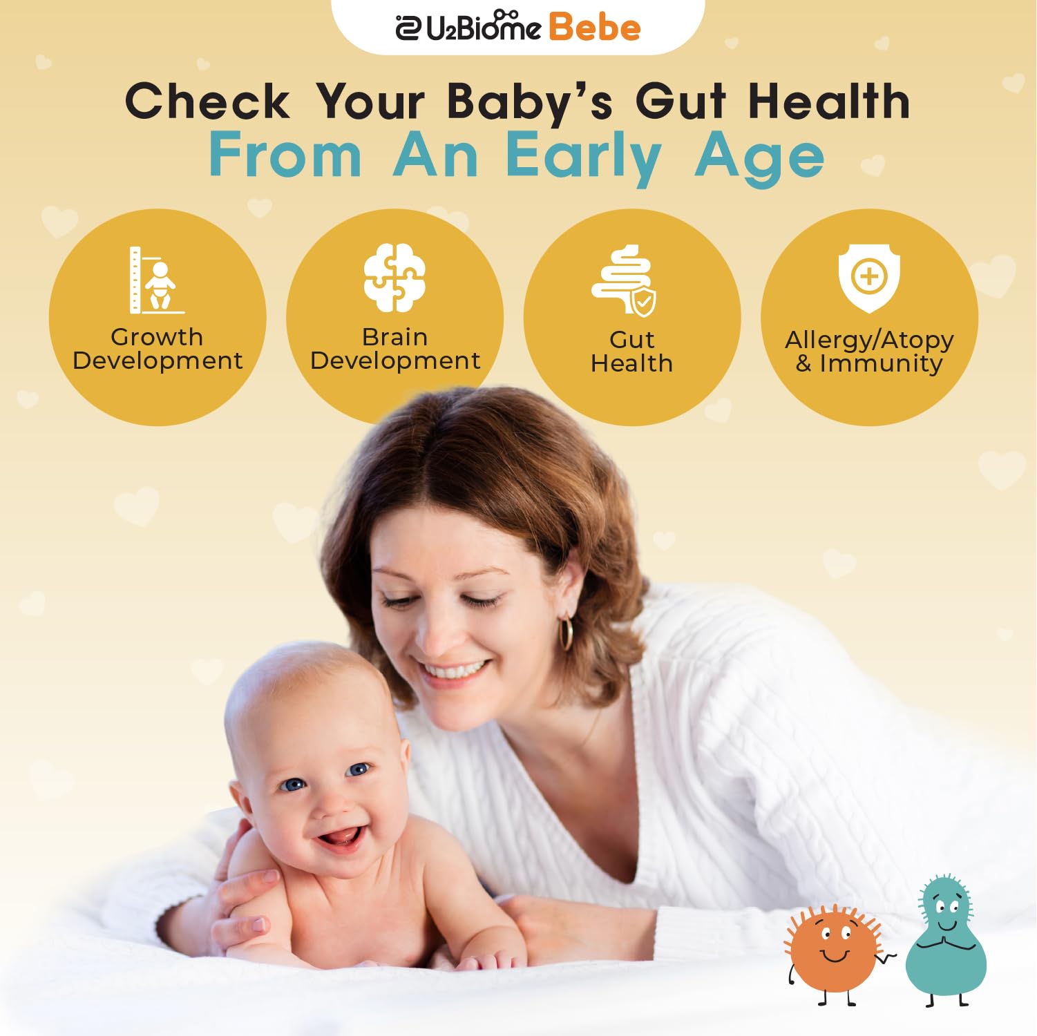 U2Biome Bebe Baby Gut Microbiome Test Kit, at-Home Collection Kit, Health Indicators for Growth & Development & Allergy, Personalized Report & Probiotics Recommendations, from 0 to 60 Months U2Biome Bebe uk supplements