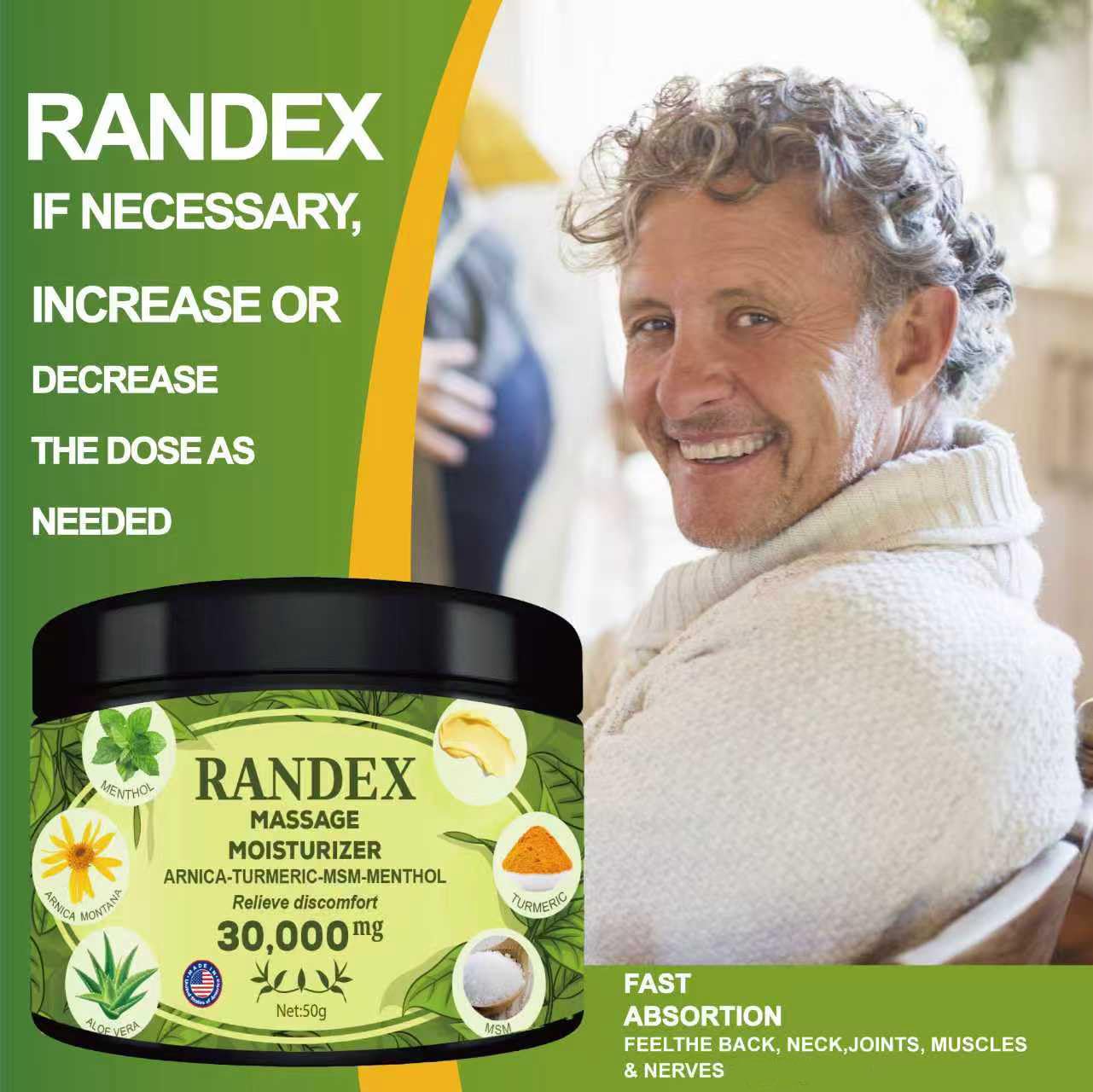 RANDEX 30000MG Organic Massage Moisturizer - Muscles,Joints,Knees, Shoulders,Body, Extra Strength- Natural RANDEX uk supplements