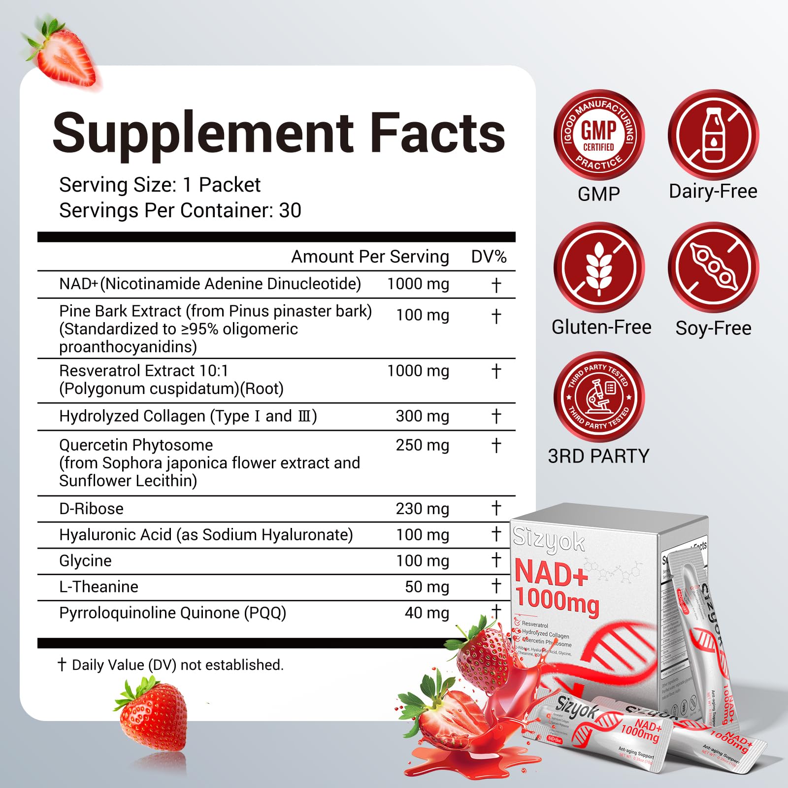 NAD+ Supplement 1000mg Liquid - High Absorption NAD+ with Trans Resveratrol 2000mg, Collagen & Hyaluronic Acid, Anti-Aging Energy Support for Women, Cellular Health & Longevity Boost Sizyok uk supplements