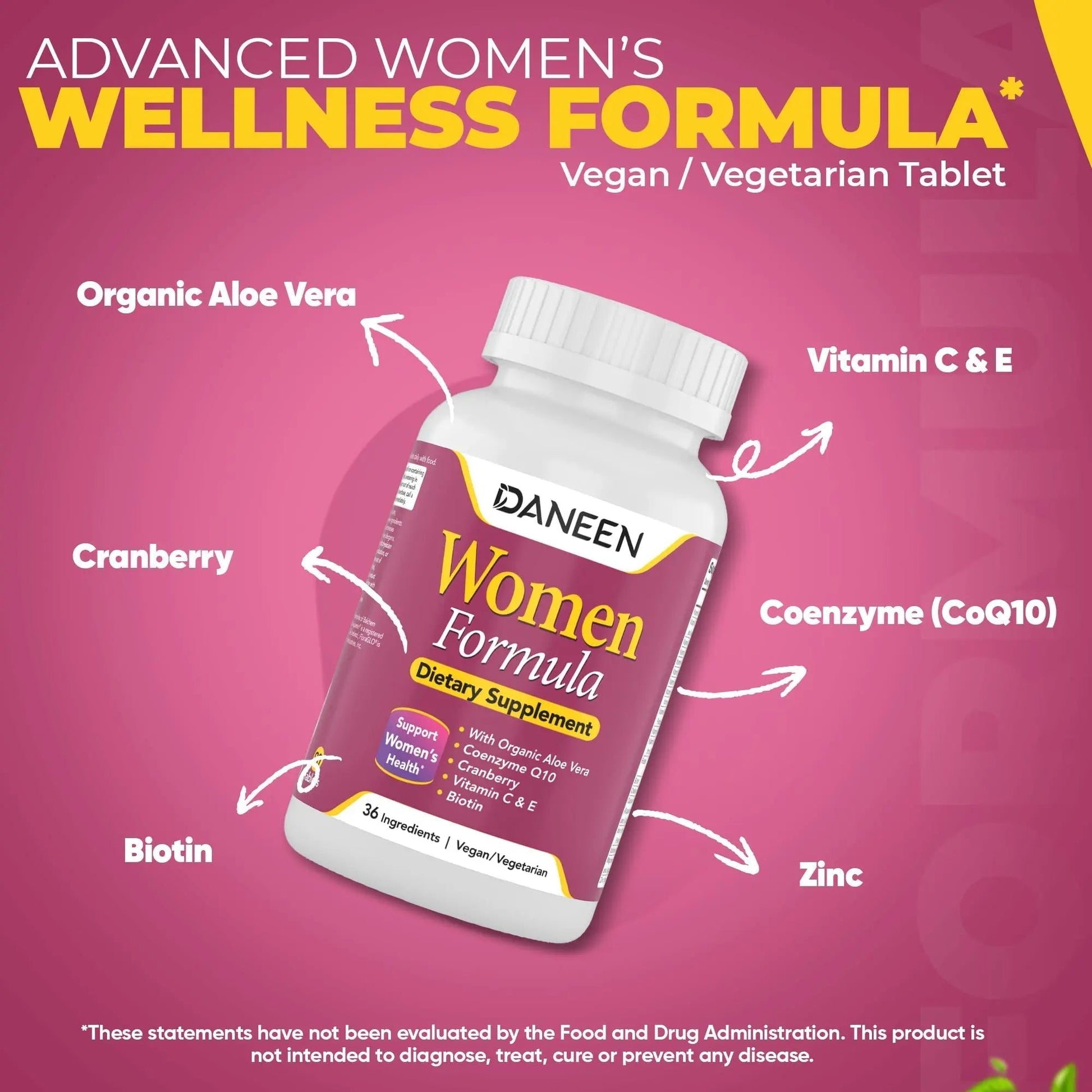 DANEEN Daily Multivitamin for Women - 36 Essential Ingredients - 90 Tablets - Vitamins for Women Multivitamin DANEEN uk supplements