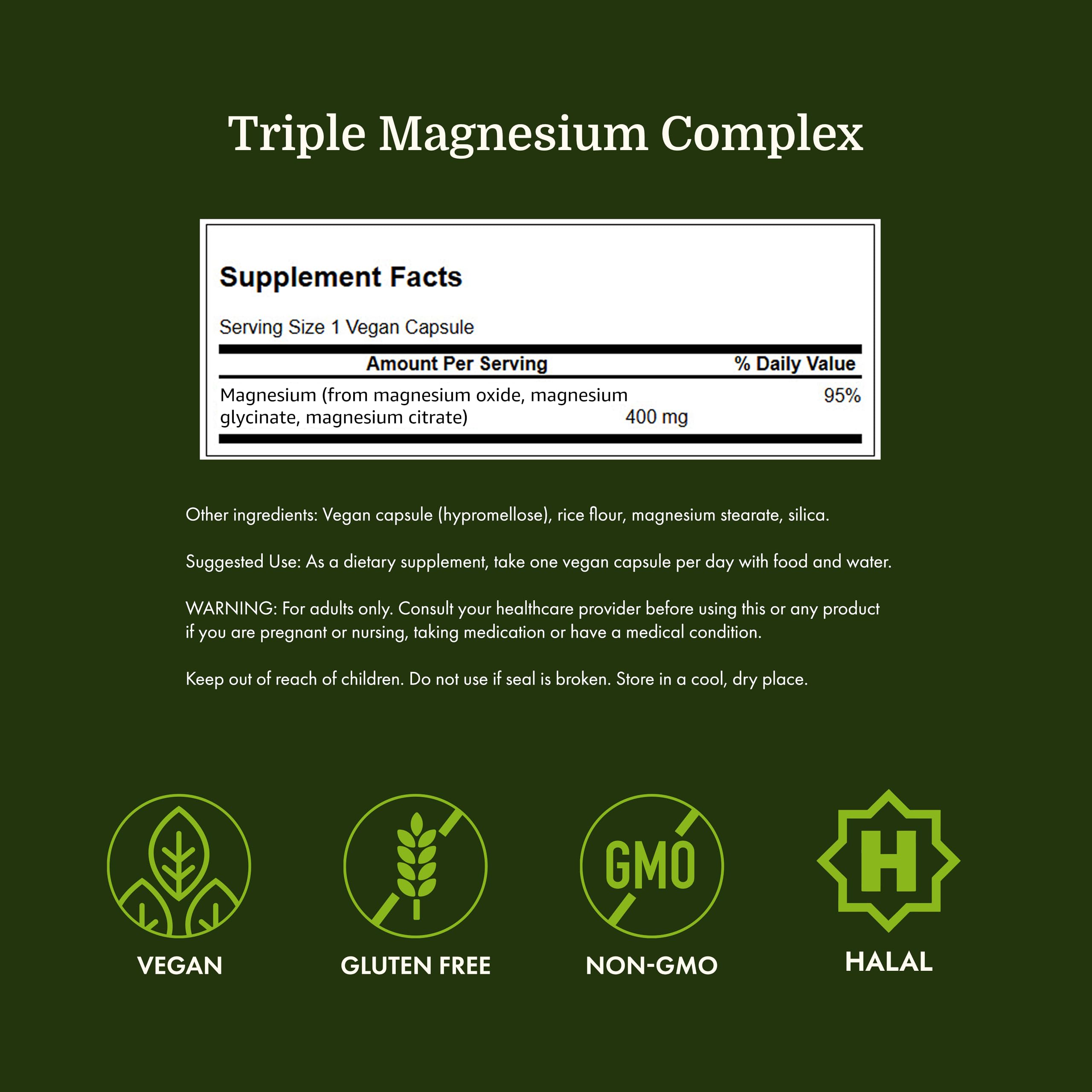Swanson Triple Magnesium Complex - 100 Capsules, 400mg Each Swanson uk supplements