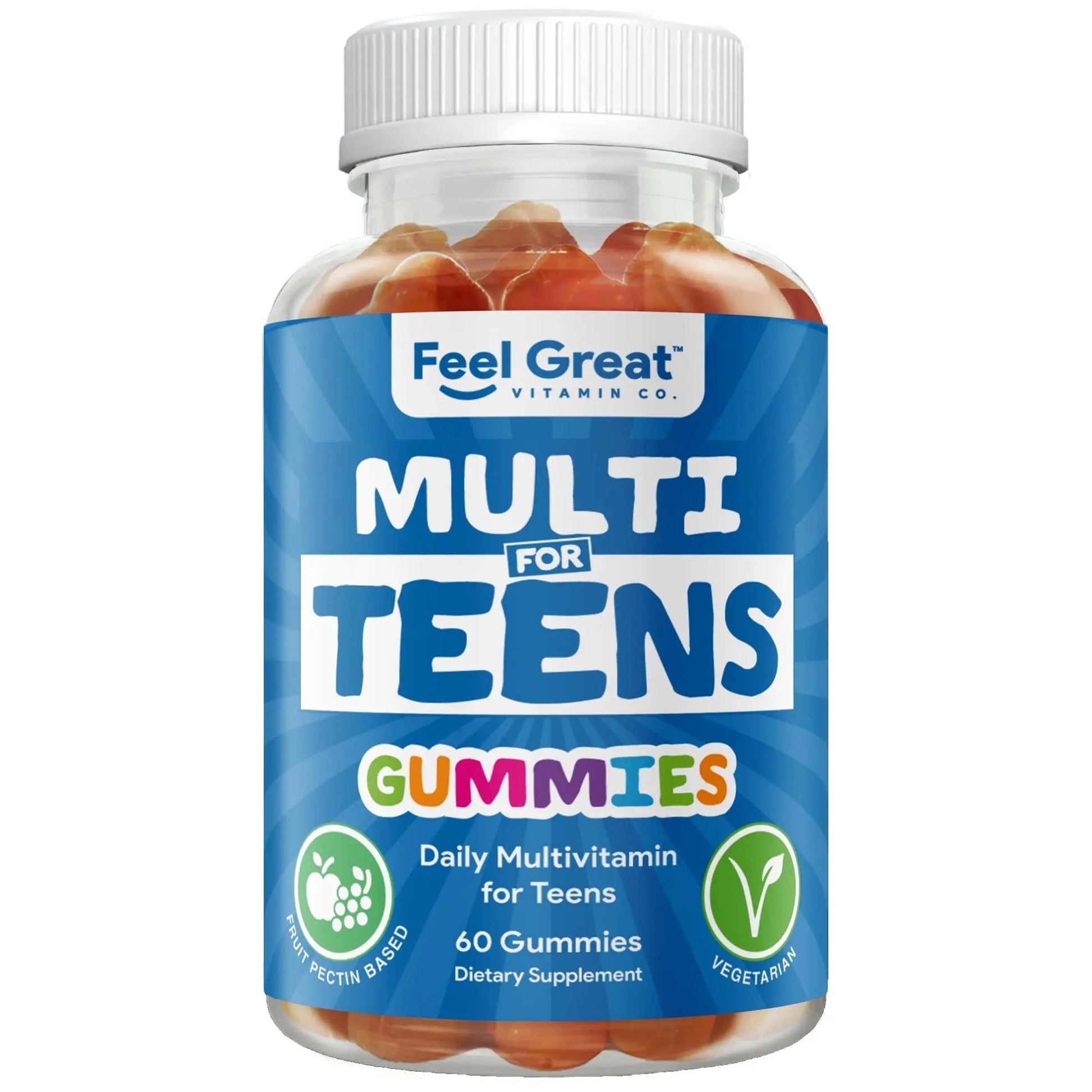 Feel Great Teen Vitamins Multivitamin Gummies | Citrus & Strawberry Flavor for Teen Boys & Girls | for Bone, Muscle & Immune Support | The Feel Great Vitamin Company uk supplements