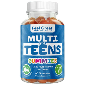 Feel Great Teen Vitamins Multivitamin Gummies | Citrus & Strawberry Flavor for Teen Boys & Girls | for Bone, Muscle & Immune Support | The Feel Great Vitamin Company uk supplements