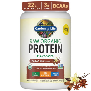 Garden of Life, Organic Vegan Vanilla Chai Protein Powder -22g Complete Plant Based Raw Garden of Life uk supplements