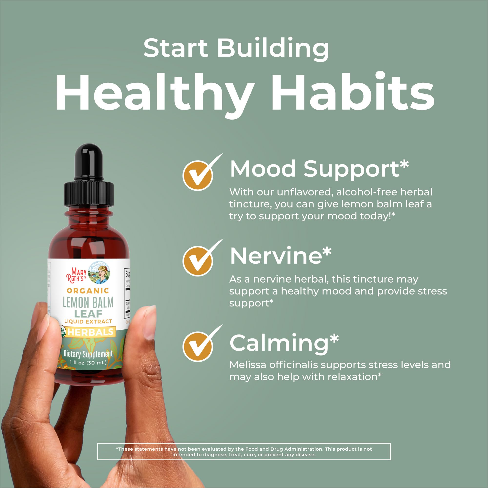 MaryRuth Organics Lemon Balm Leaf Liquid Extract | Mood Support | Relaxation | Calming | Nervine Herbal | Lemon Balm Tincture | USDA Organic | Vegan | Non-GMO | Gluten Free | 1 Fl Oz MARYRUTH'S uk supplements