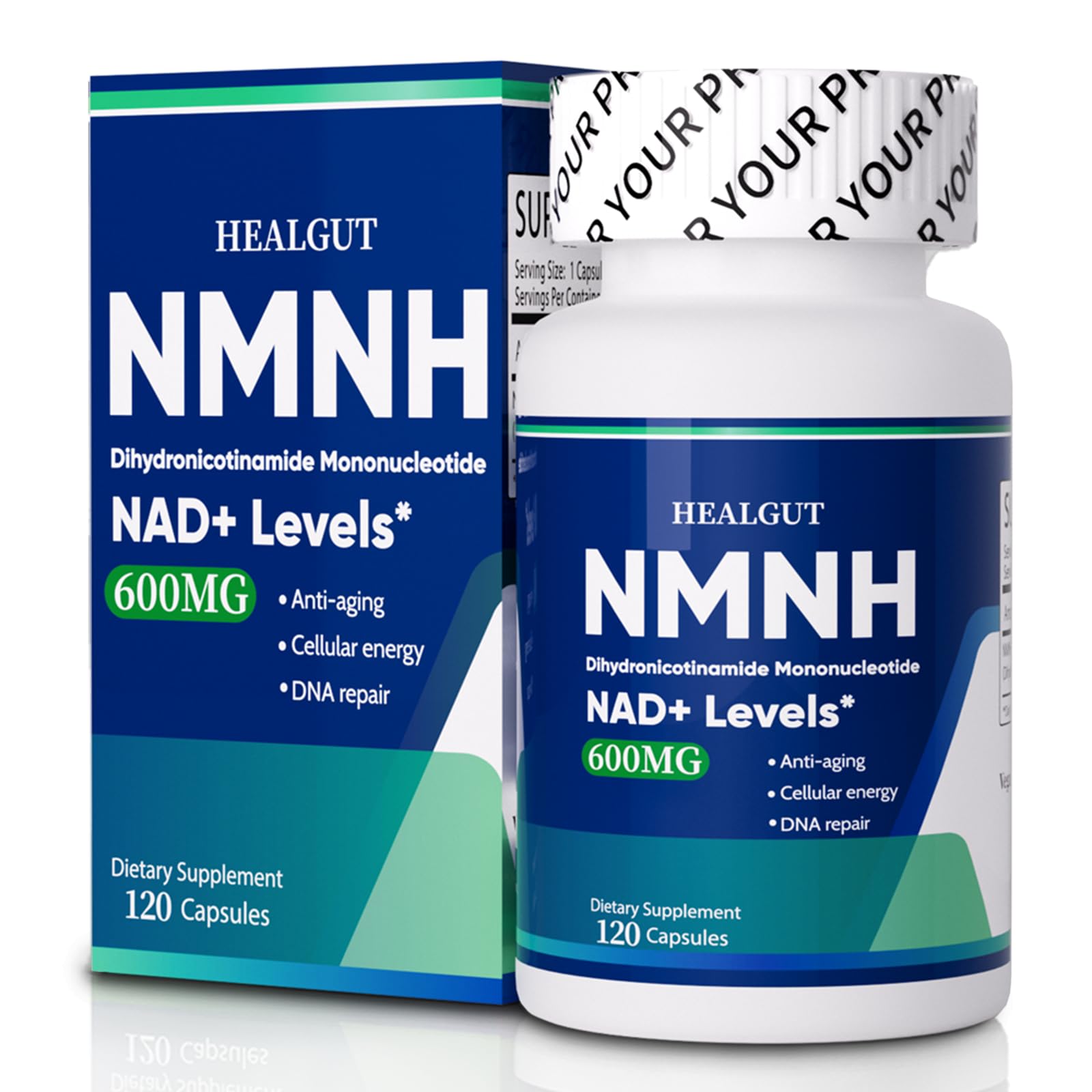 Pure NMNH(NMN Supplement Alternative)(Dihydronicotinamide Mononucleotide)for Women with Skin Aging 600mg: NAD Supplement for Anti-Aging Breakthrough - Boost NAD+ levels Liposome Capsules 120 Servings HEALGUT uk supplements