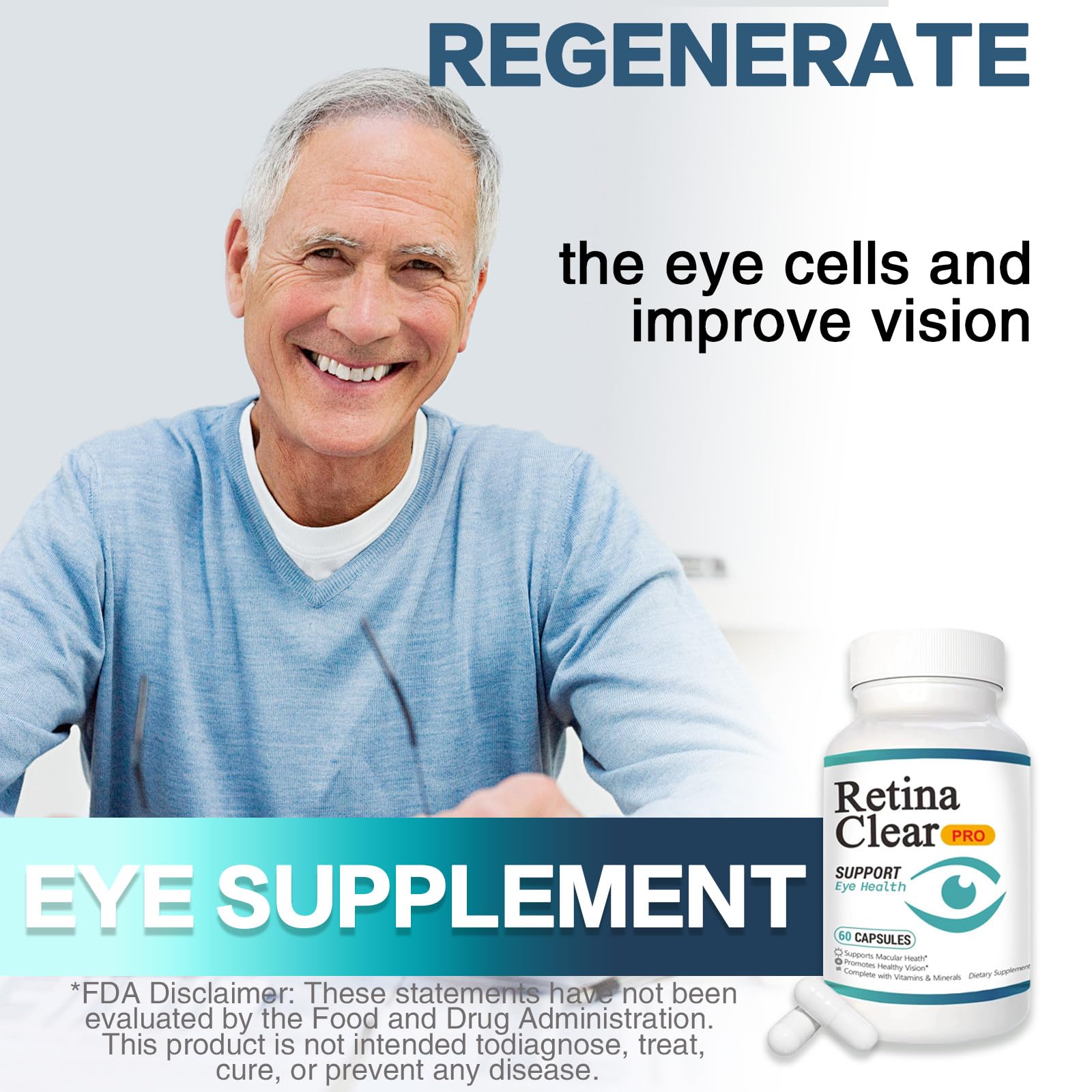 Vunexo Retina Clear Pro Eye Health Support Supplement, with Minerals and Vitamins, Lutein and Bilberry Extract Supports Visual Clarity, Eye Fatigue Relief & Focus（2PCS Vunexo uk supplements