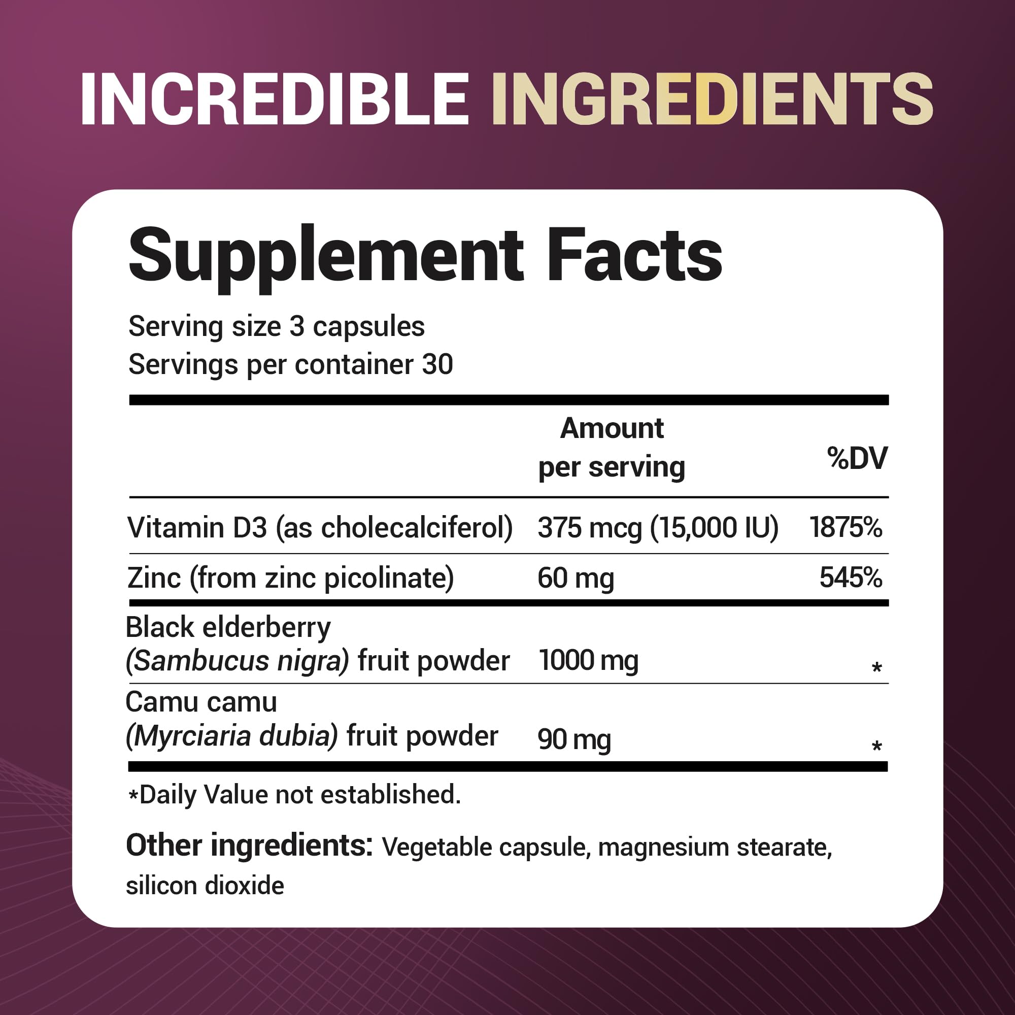 Dr. Berg Black Elderberry Capsules (Advanced Immune Support*) with 15,000 IU Vitamin D, 60 mg of Zinc, & 90 mg of Camu Camu - (4-in-1) Sambucus Elderberry Immune Support Supplement - 90 Capsules Dr. Berg Nutritionals uk supplements