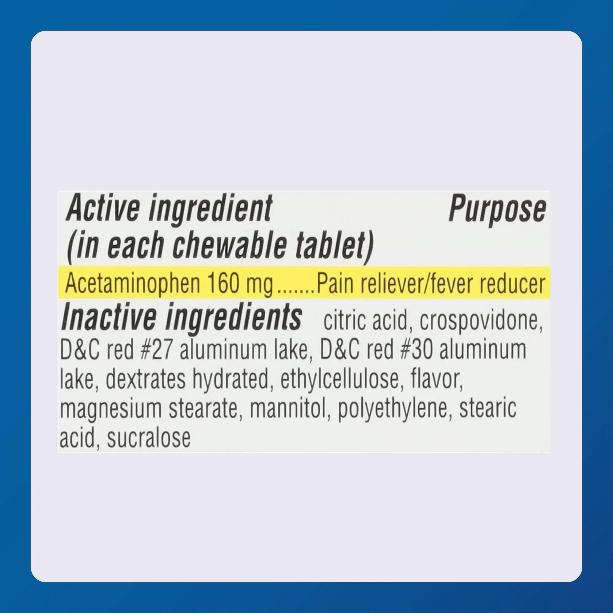 MAJOR Children’s Mapap Acetaminophen 160 mg Chewable Tablets - Pain Reliever/Fever Reducer - Aspirin Free - Ibuprofen Free - for Ages 2 to 11-24 Count (3 Pack) MAJOR uk supplements