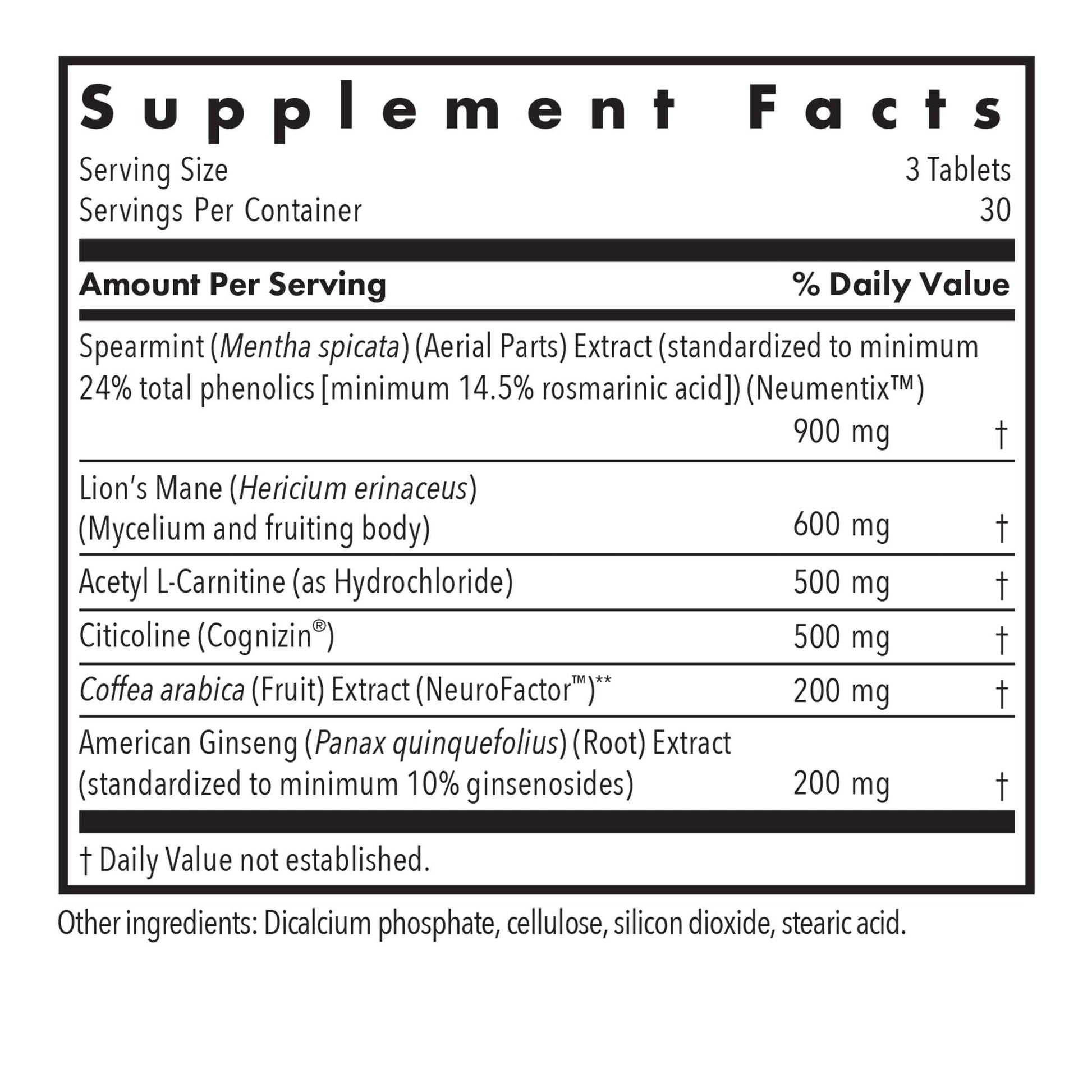 Allergy Research Group Advanced NeuroPlus - Nootropic Formula with Spearmint Extract, Lions Mane & Citicoline - Supports Working Memory Focus & Cognitive Function - 30 Servings - 90 Tablets Allergy Research Group uk supplements