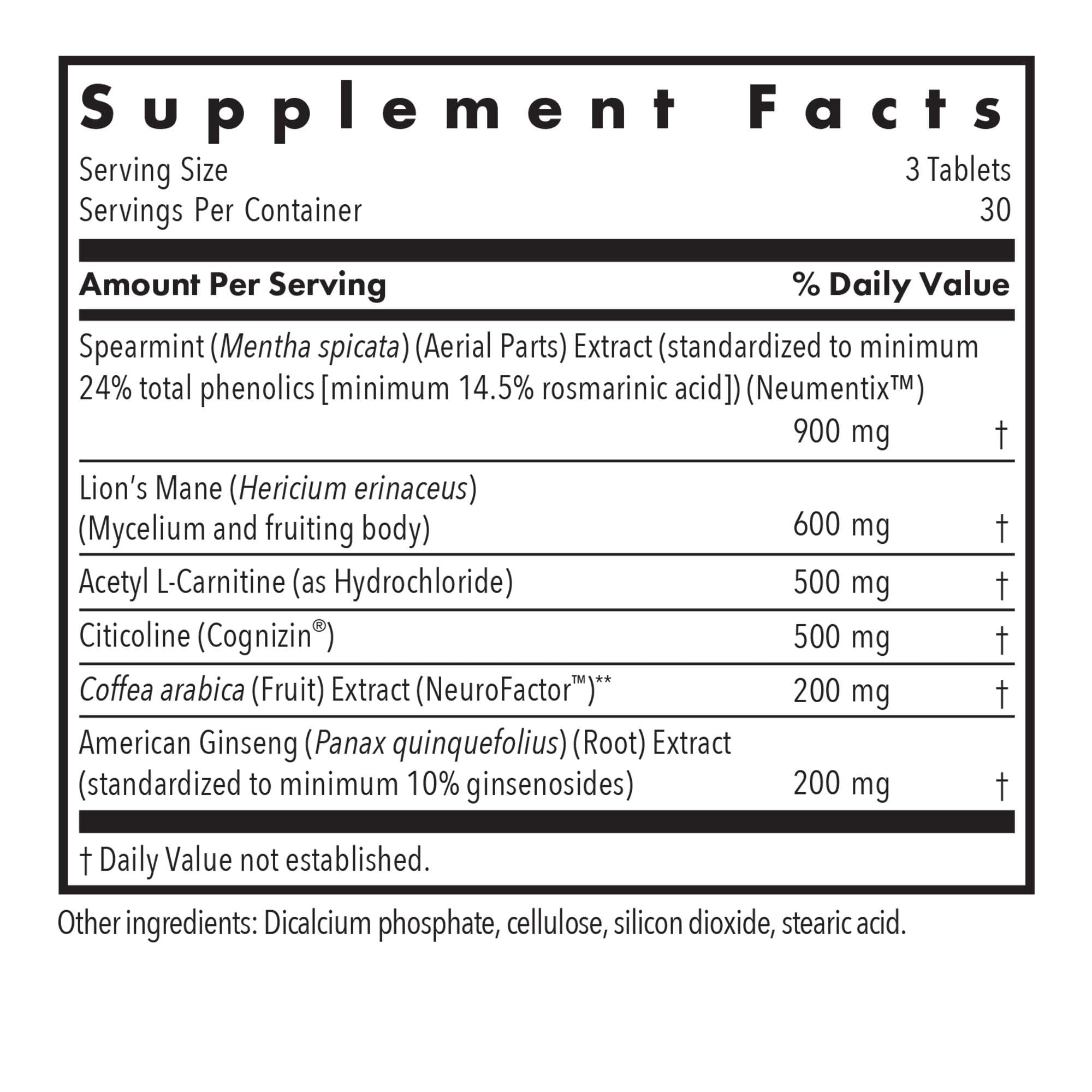 Allergy Research Group Advanced NeuroPlus - Nootropic Formula with Spearmint Extract, Lions Mane & Citicoline - Supports Working Memory Focus & Cognitive Function - 30 Servings - 90 Tablets Allergy Research Group uk supplements