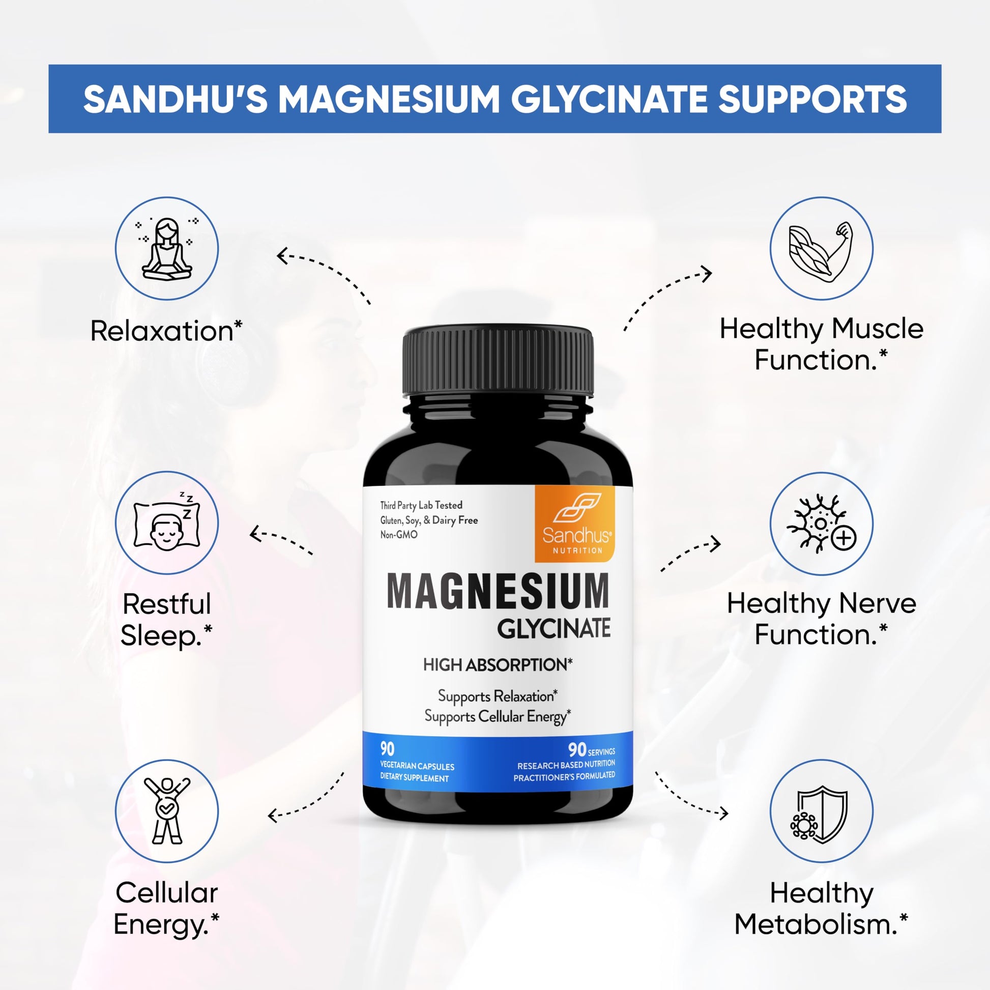 Sandhu's Superior Absorption Magnesium Glycinate 775mg|140mg Elemental Magnesium Sandhu's uk supplements