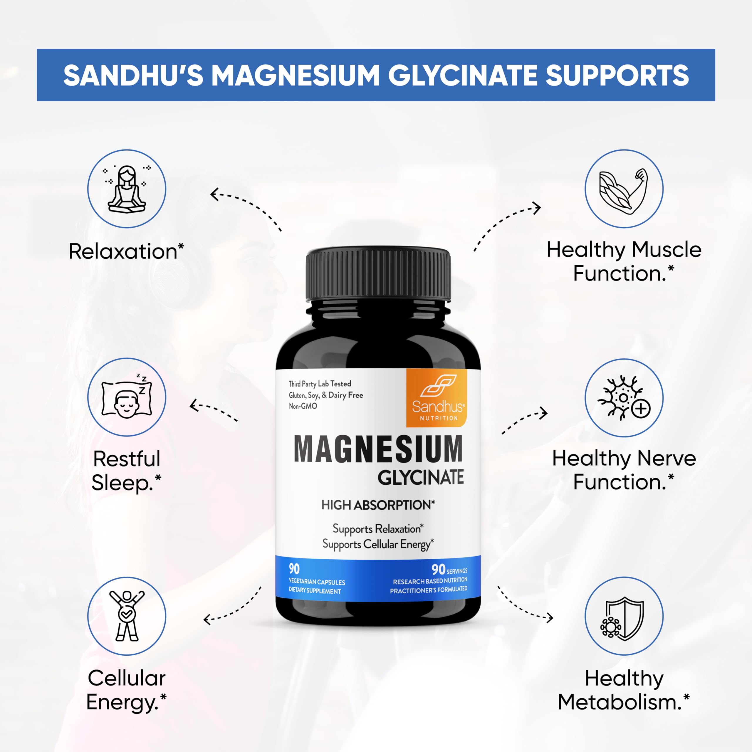 Sandhu's Superior Absorption Magnesium Glycinate 775mg|140mg Elemental Magnesium Sandhu's uk supplements