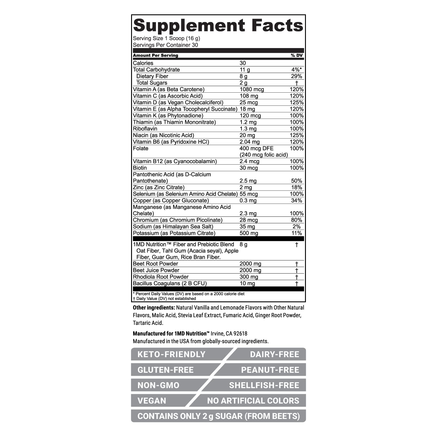 1MD Nutrition CardioFitMD - Vegan Beets Superfood Keto-Friendly Heart Health Powder 1MD Nutrition uk supplements