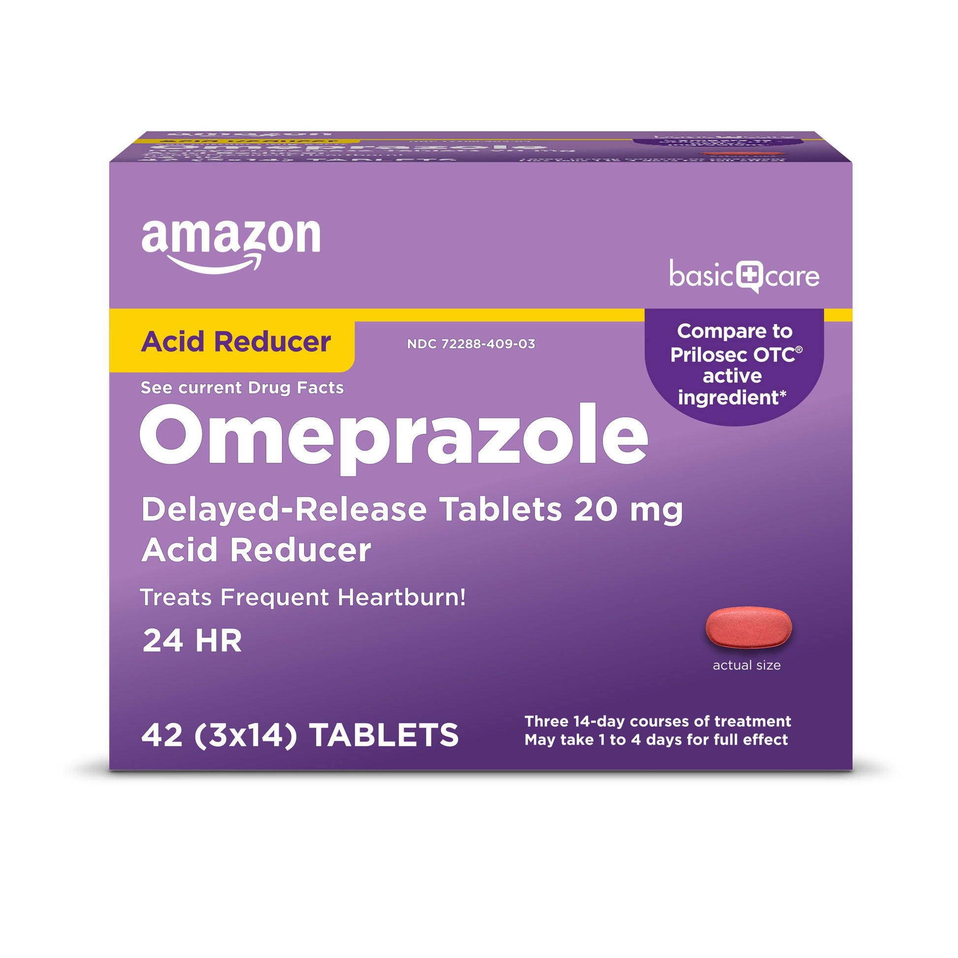 Amazon Basic Care Omeprazole Delayed Release Tablets 20 mg, Acid Reducer, treats frequent heartburn,, Cream, Regular, 42 Count (Pack of 1), 42 Count, Amazon Basic Care uk supplements