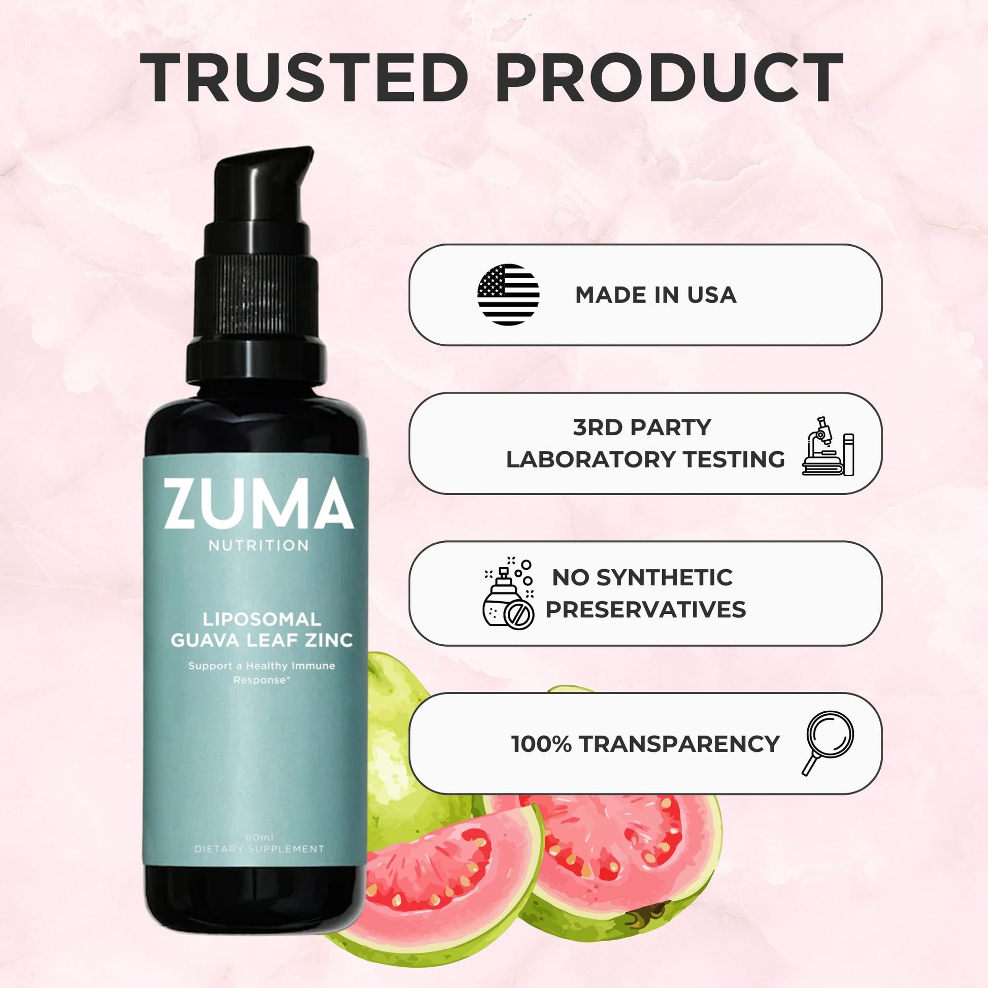 Zuma Nutrition Guava Leaf Zinc with Vitamin C, Vegan & Natural Herbal Supplement for Skin Health, Longevity and Daily Wellness Support for Men and Women, Skin Care Routine, 60 ML Bottle Zuma Nutrition uk supplements