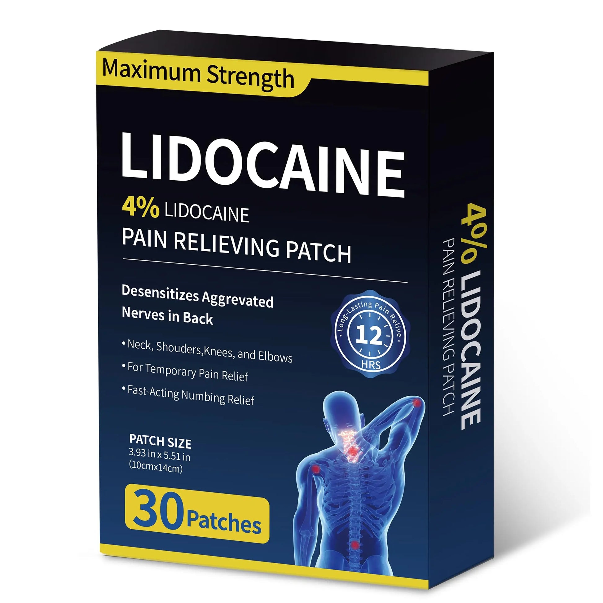 SZLGANG 4% Lidocaine Pain Relief Patches - (Large, 30, Count) Maximum Strength Relief for Back, Neck, Shoulder, Joint & Muscle Pain, 3.9”x 5.5”-03CCD SZLGANG uk supplements
