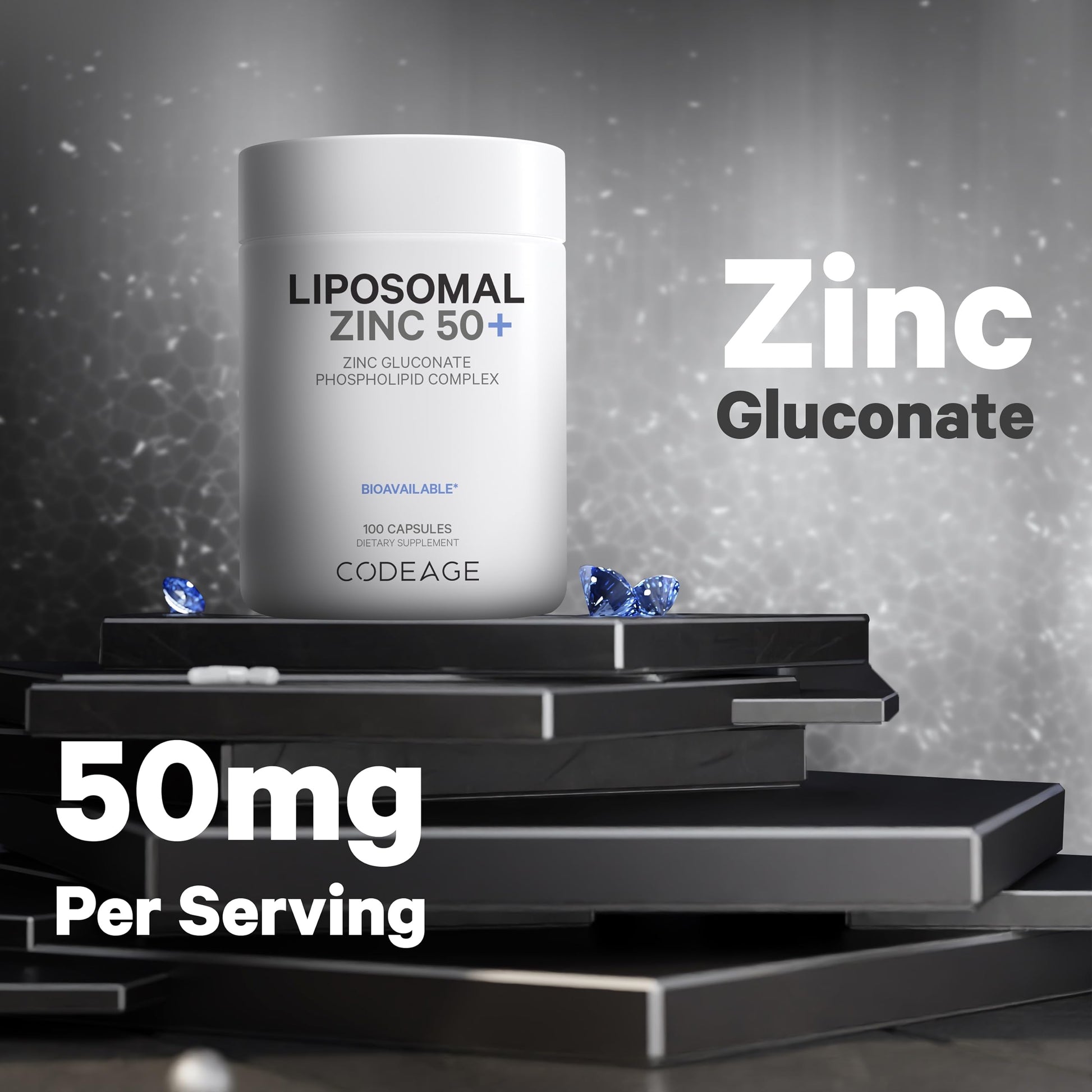 Codeage Liposomal Zinc Supplement – 3 Month Supply – One Per Day - 50 mg Zinc Gluconate Vitamin Pills - Essential Mineral Supplements Liposomal Delivery Matrix - Vegan Non-GMO - 100 Capsules Codeage uk supplements