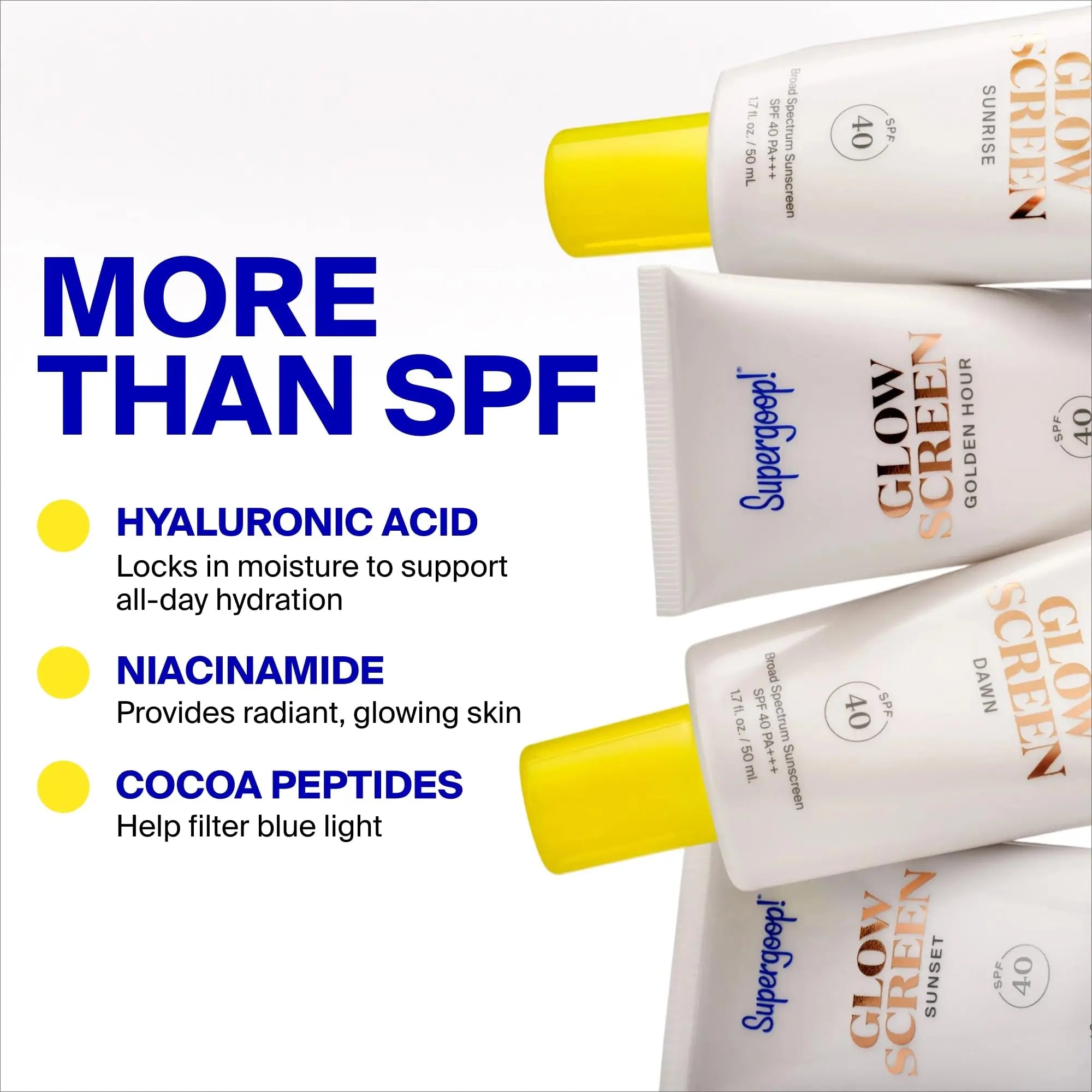 Supergoop! Glowscreen SPF 40, Sunrise (Champagne Glow) - 1.7 fl oz - Glowy Primer + Broad Spectrum Tinted Sunscreen - Helps Filter Blue Light - Hydration - Hyaluronic Acid & Vitamin B5 Supergoop! uk supplements