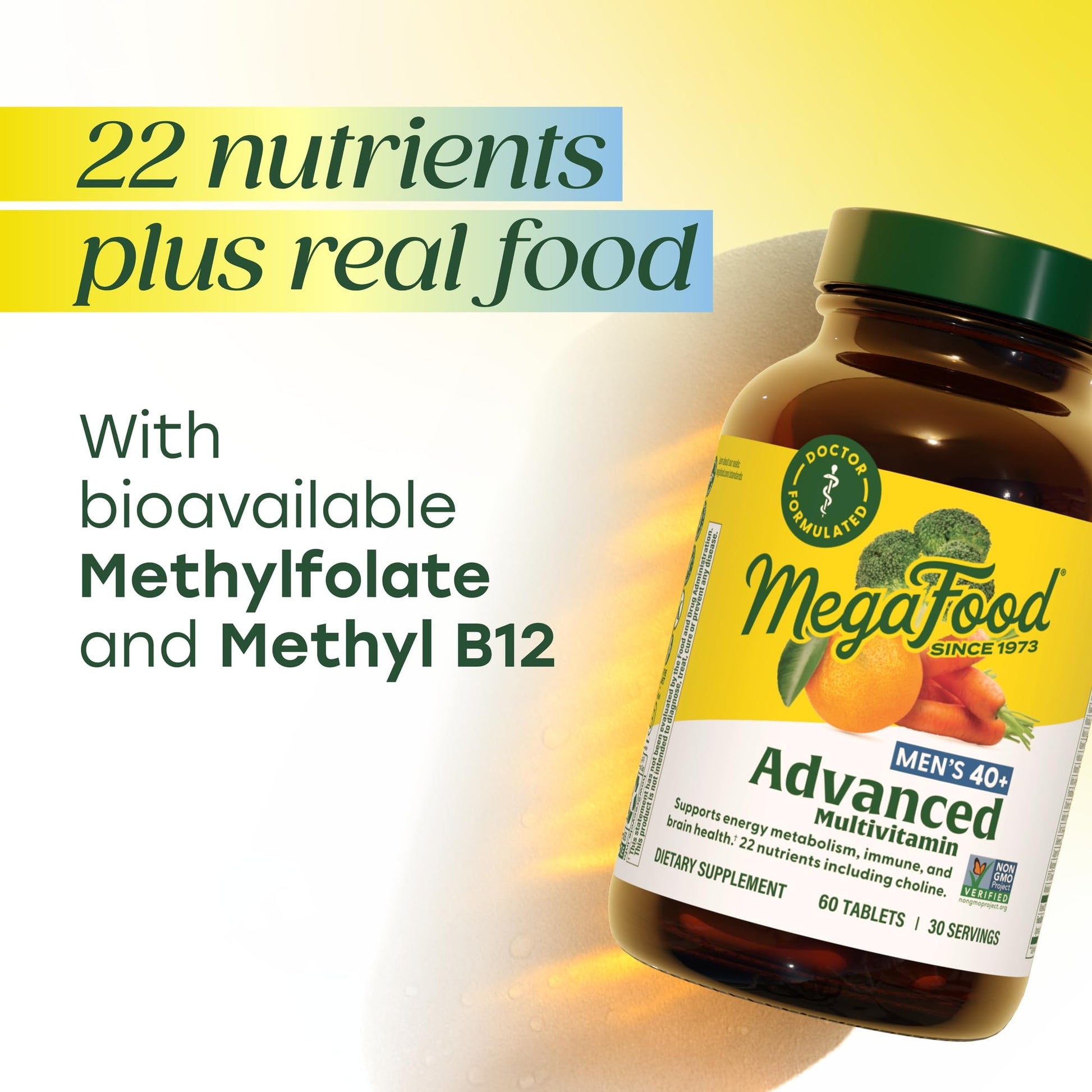 MegaFood Men's 40+ Advanced Multivitamin for Men - Dr-Formulated - Choline, Vitamin B, Vitamin C, Vitamin D, Zinc & Real Food MegaFood uk supplements