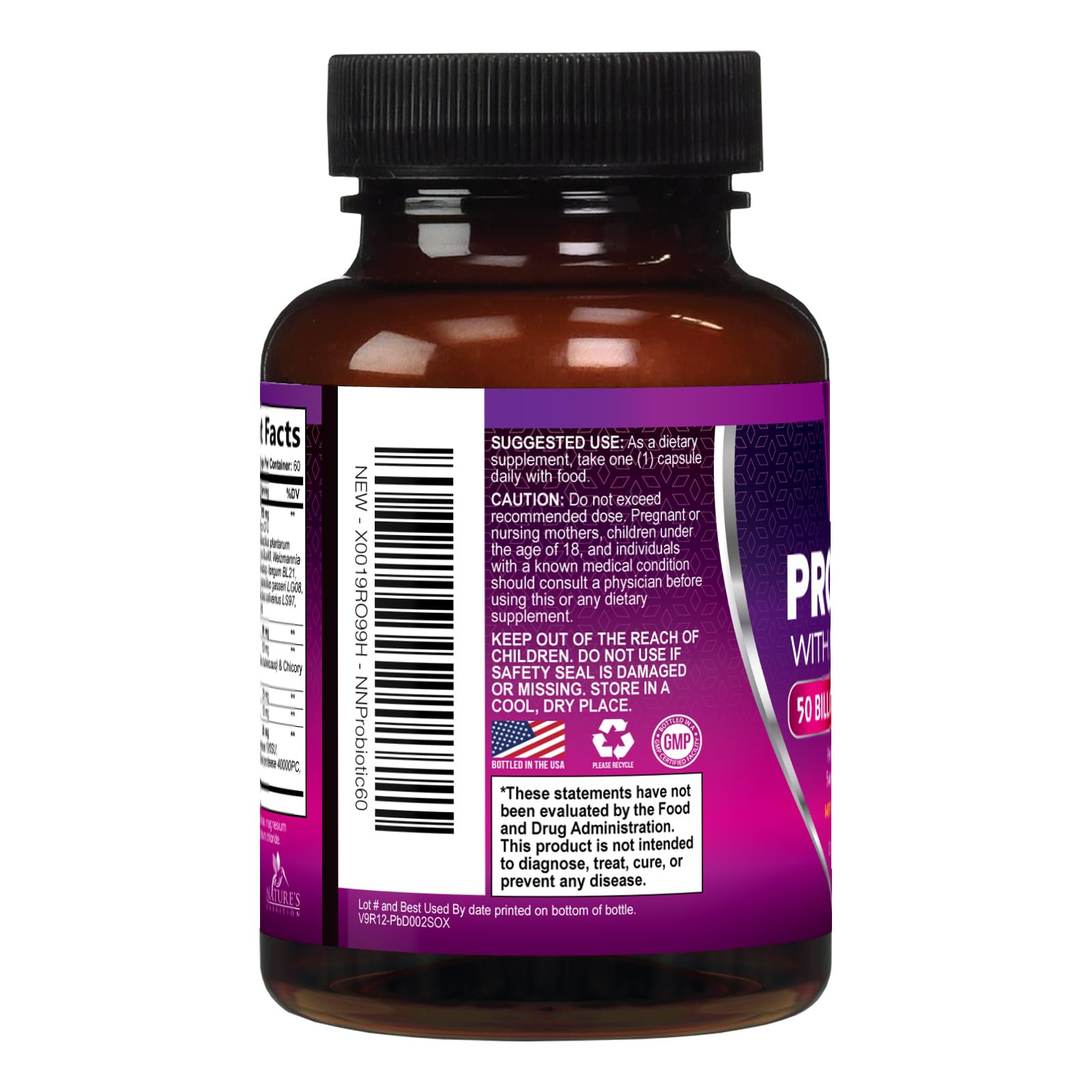 Probiotics 50 Billion CFU per Serving - 10 Strains + Prebiotics - Digestive Health, Gut & Immune Support - Supports Occasional Constipation, Gas & Bloating for Women & Men Shelf Stable - 60 Capsules Nature's Nutrition uk supplements