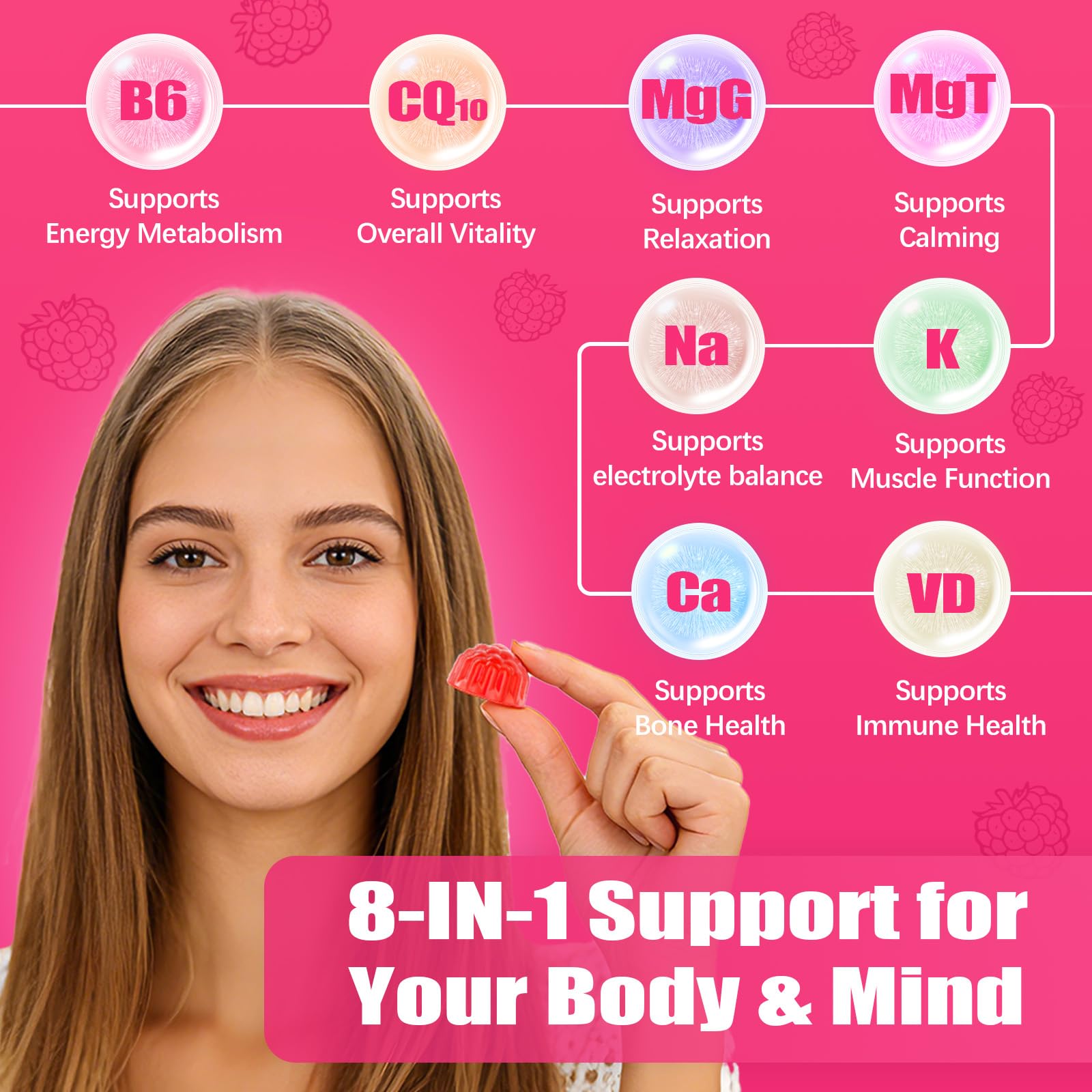 CNFHDI Magnesium Glycinate Gummies 600mg, 120 Counts Chews Sugar Free Magnesium Gummies for Adults & Kids with Calcium, Zinc & CQ10, Potassium Supplements for Zzz, Brain, Muscle & Relax CNFHDI uk supplements