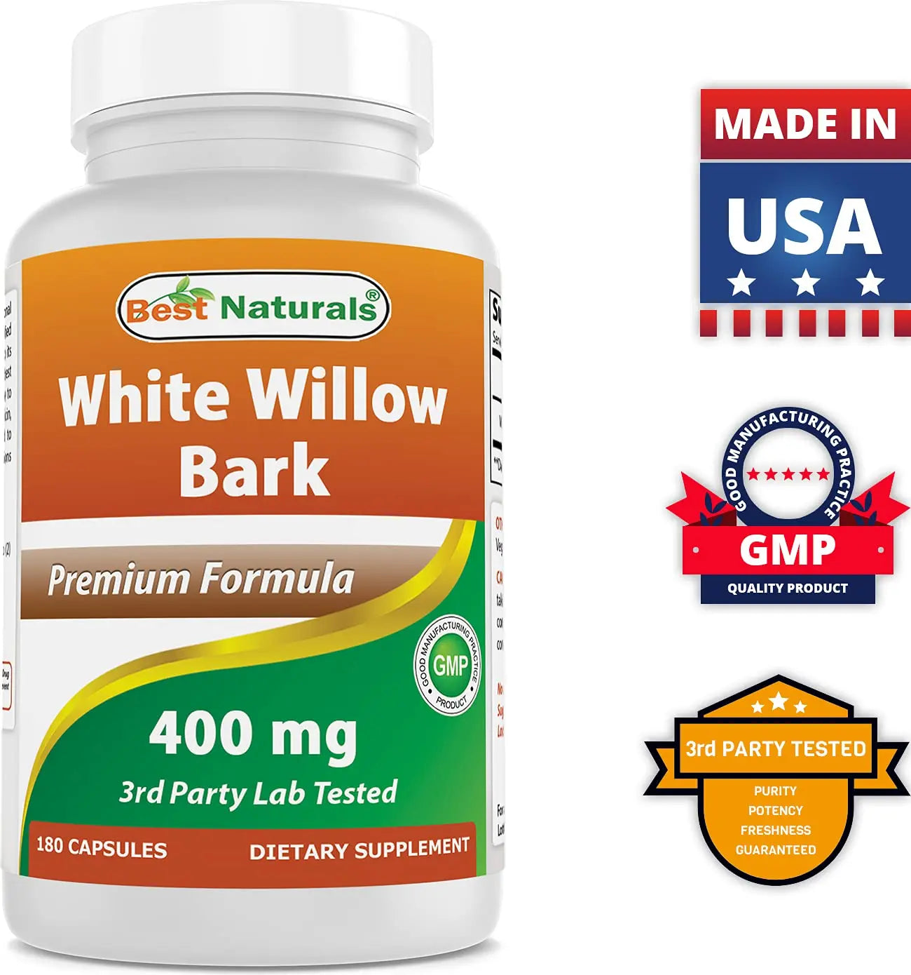 Best Naturals White Willow Bark 400 mg 180 Capsules (180 Count (Pack of 3)) Best Naturals uk supplements