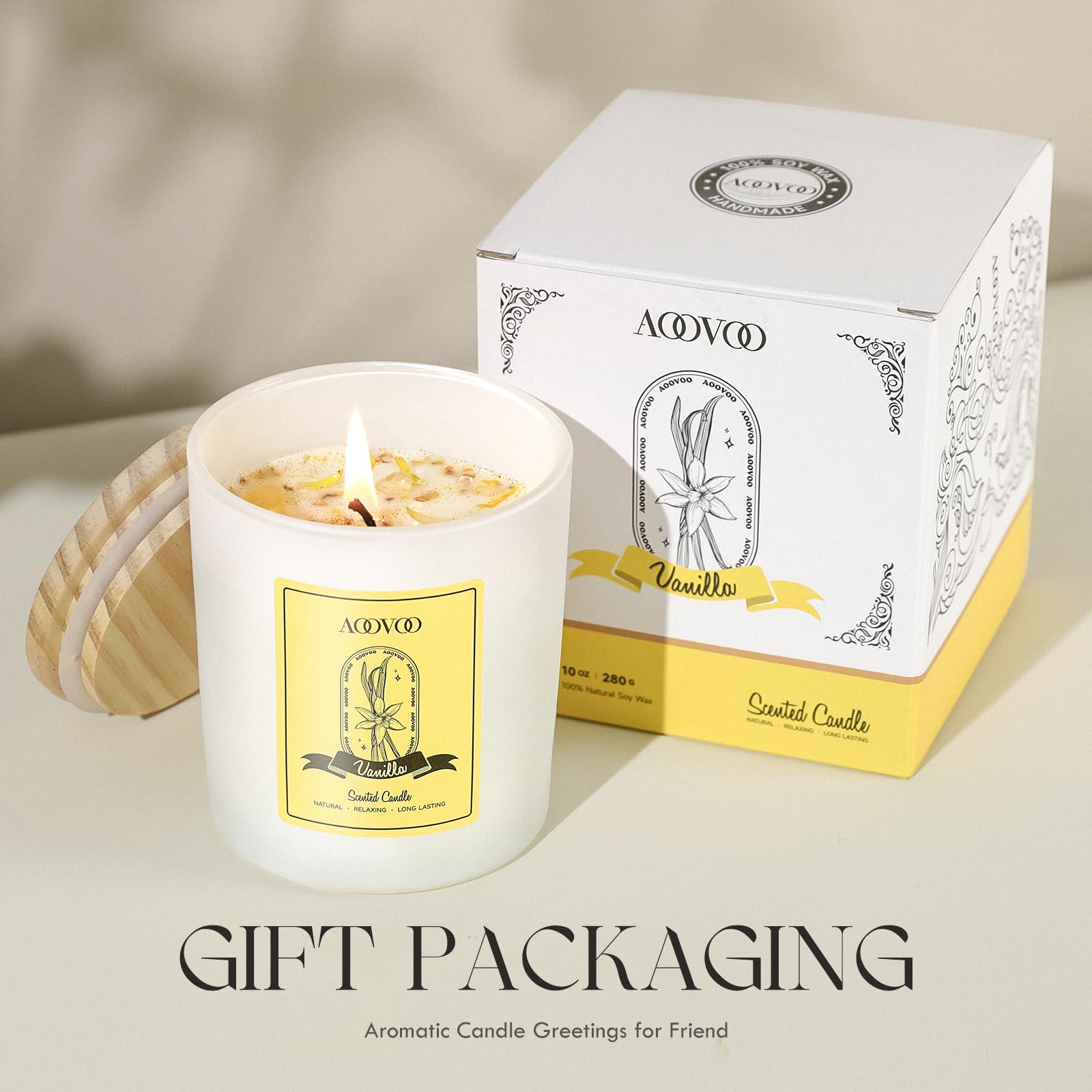 Vanilla Soy Candles Gift for Women - Aromatherapy Candle with Crystals Inside, 10oz Natural Soy Wax Candles AOOVOO uk supplements