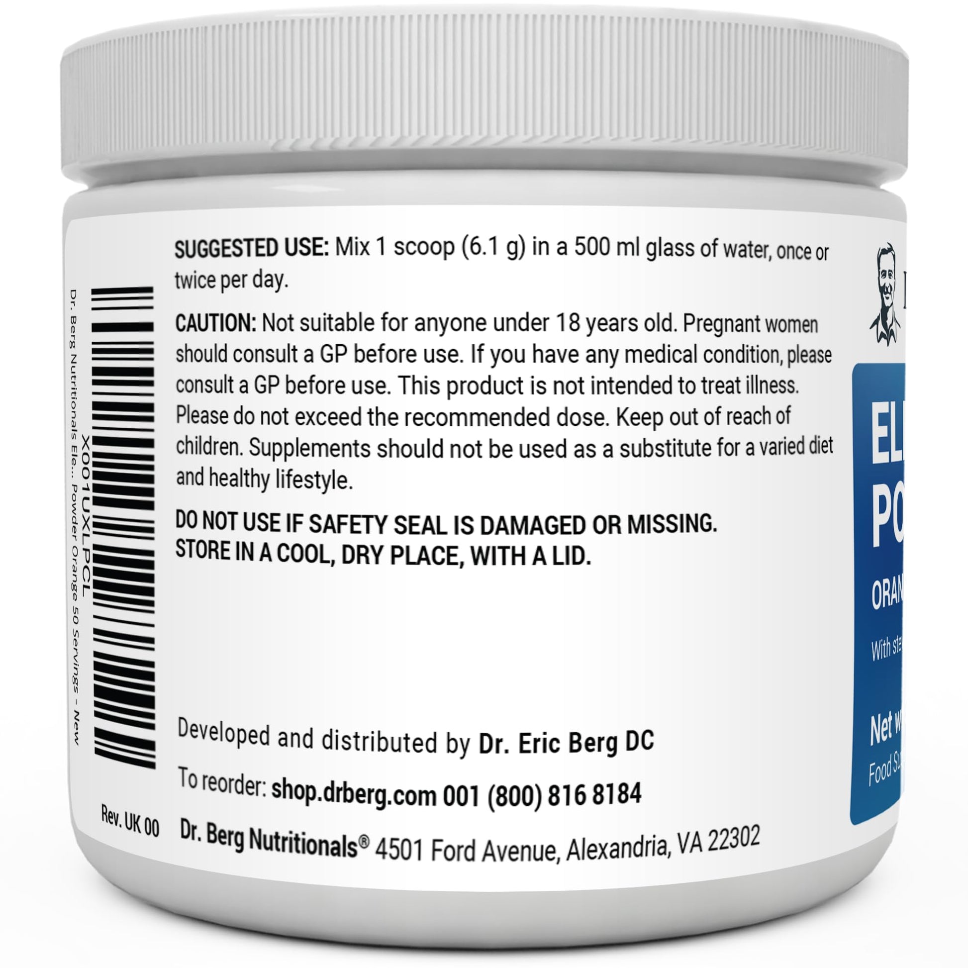 Dr. Berg Electrolyte Powder - Electrolyte Drink Supplements with 1000mg Potassium Dr. Berg Nutritionals uk supplements