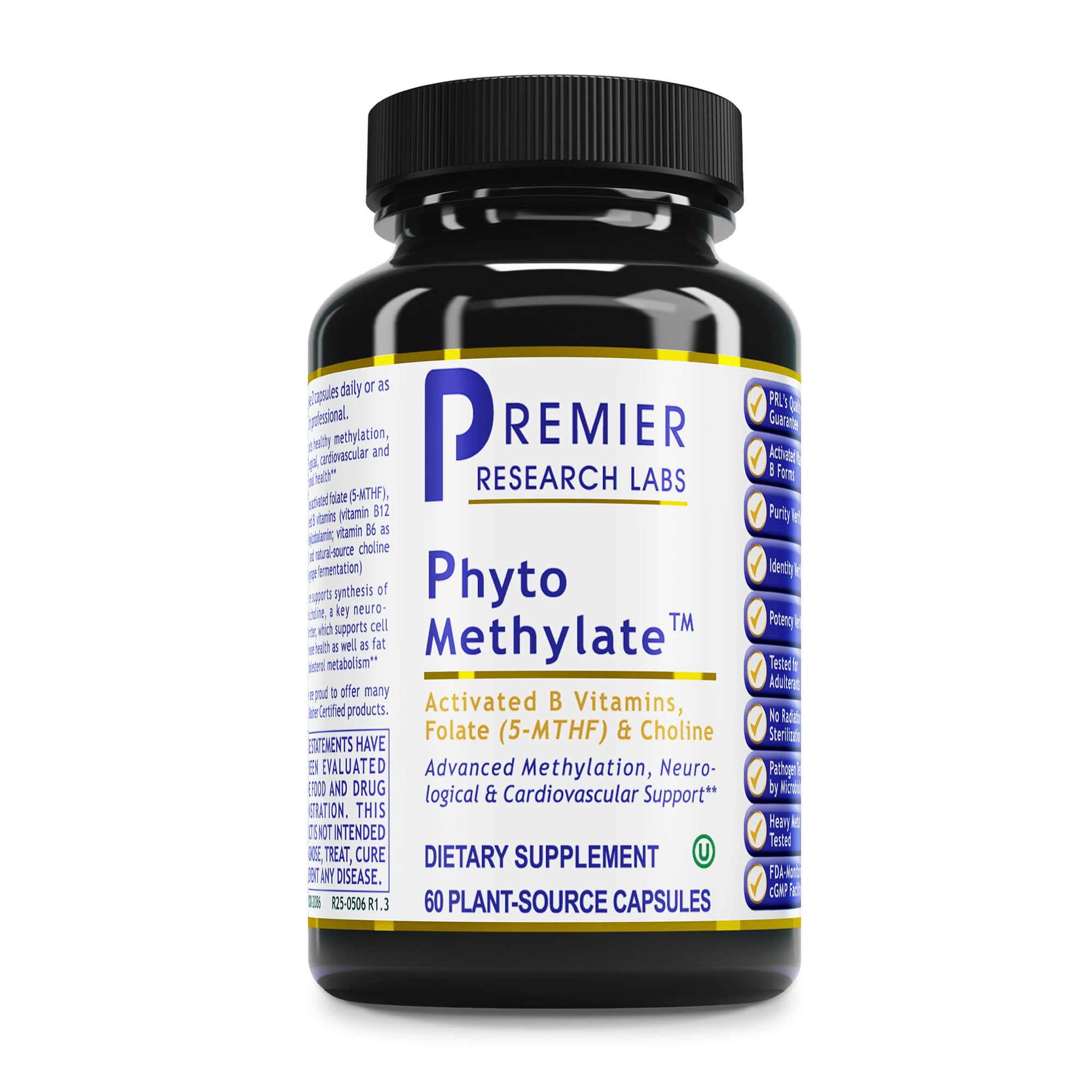 Premier Research Labs Phyto Methylate - B Vitamin Supplement - Supports Methylation, Detox, Brain & Heart Health - 5-MTHF & P5P - 60 Plant-Source Capsules Premier Research Labs uk supplements